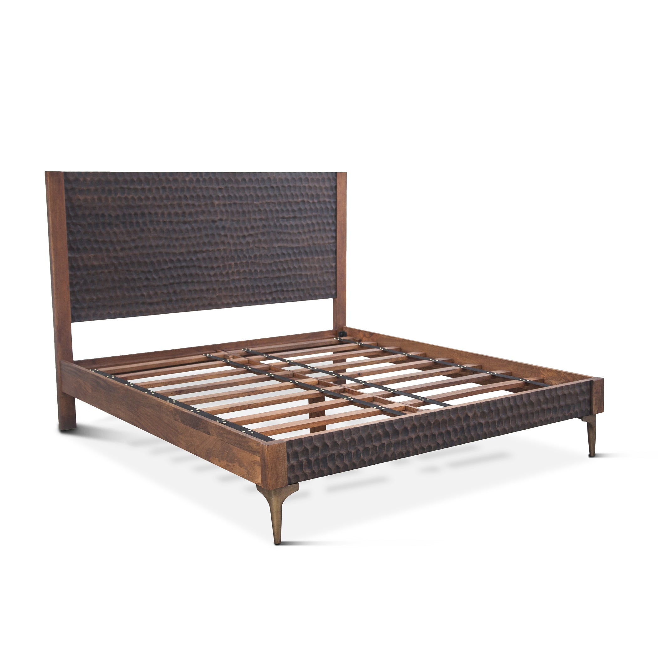 80" Two-Tone Carved Wood King Size Bed