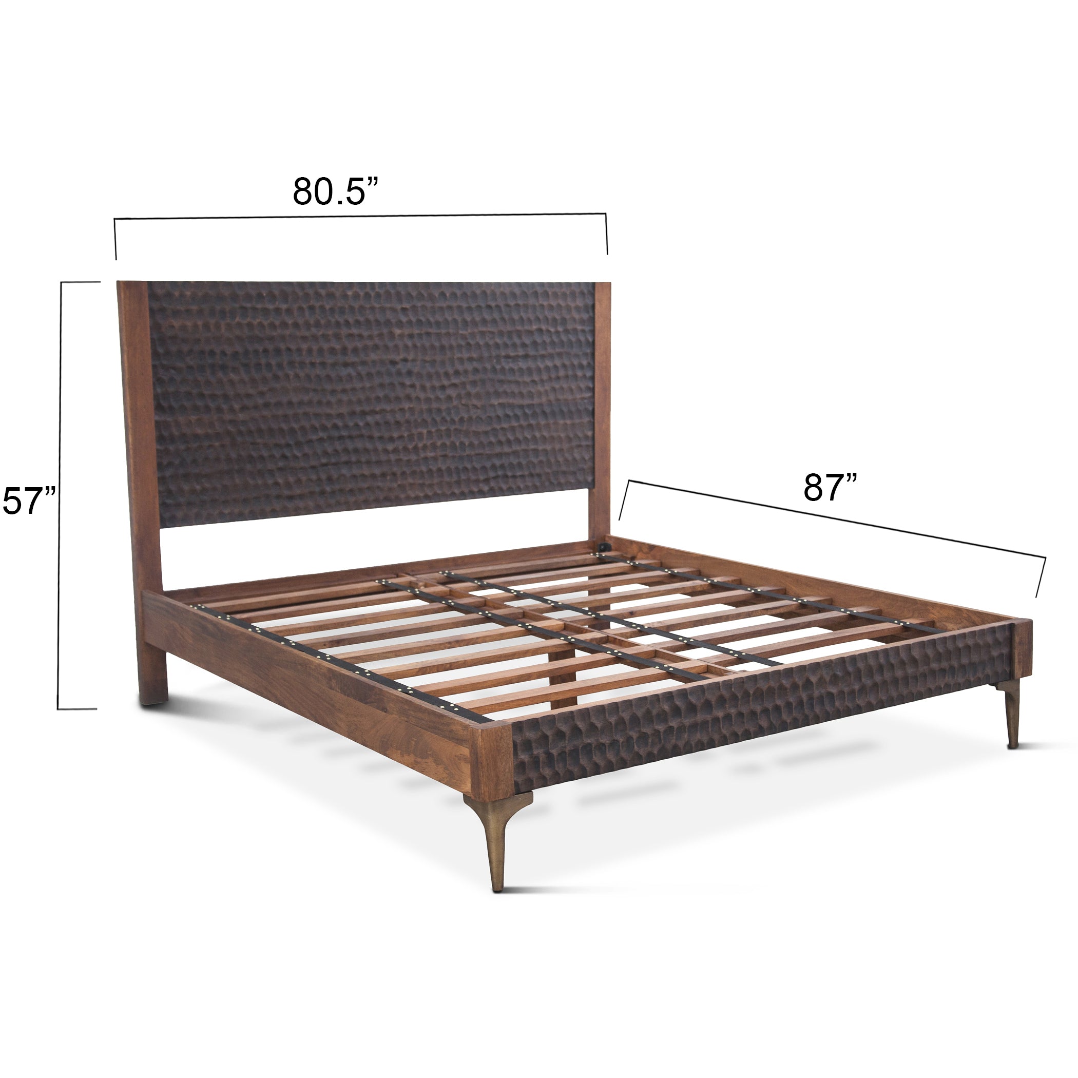 80" Two-Tone Carved Wood King Size Bed