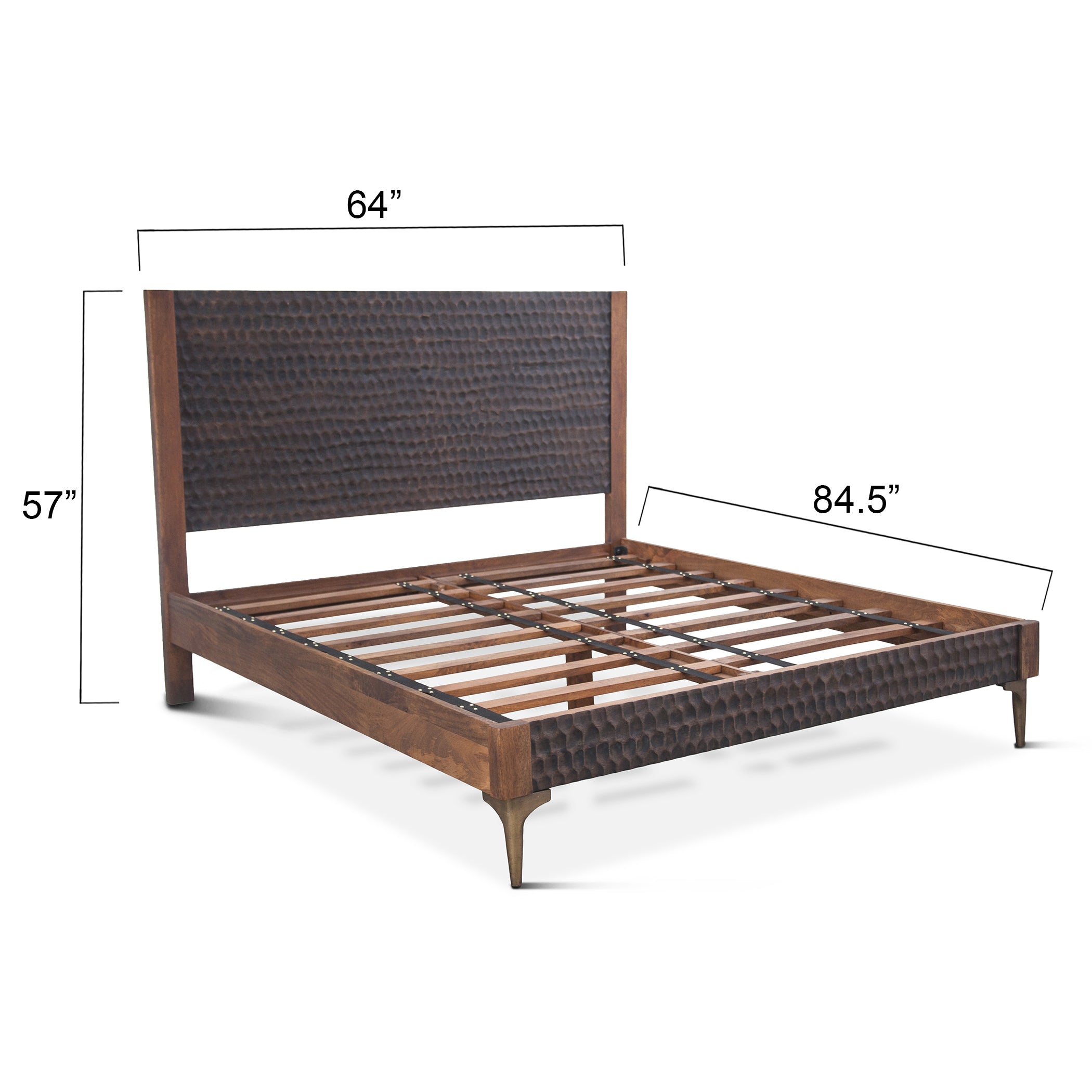 64" Two-Tone Carved Wood Queen Size Bed