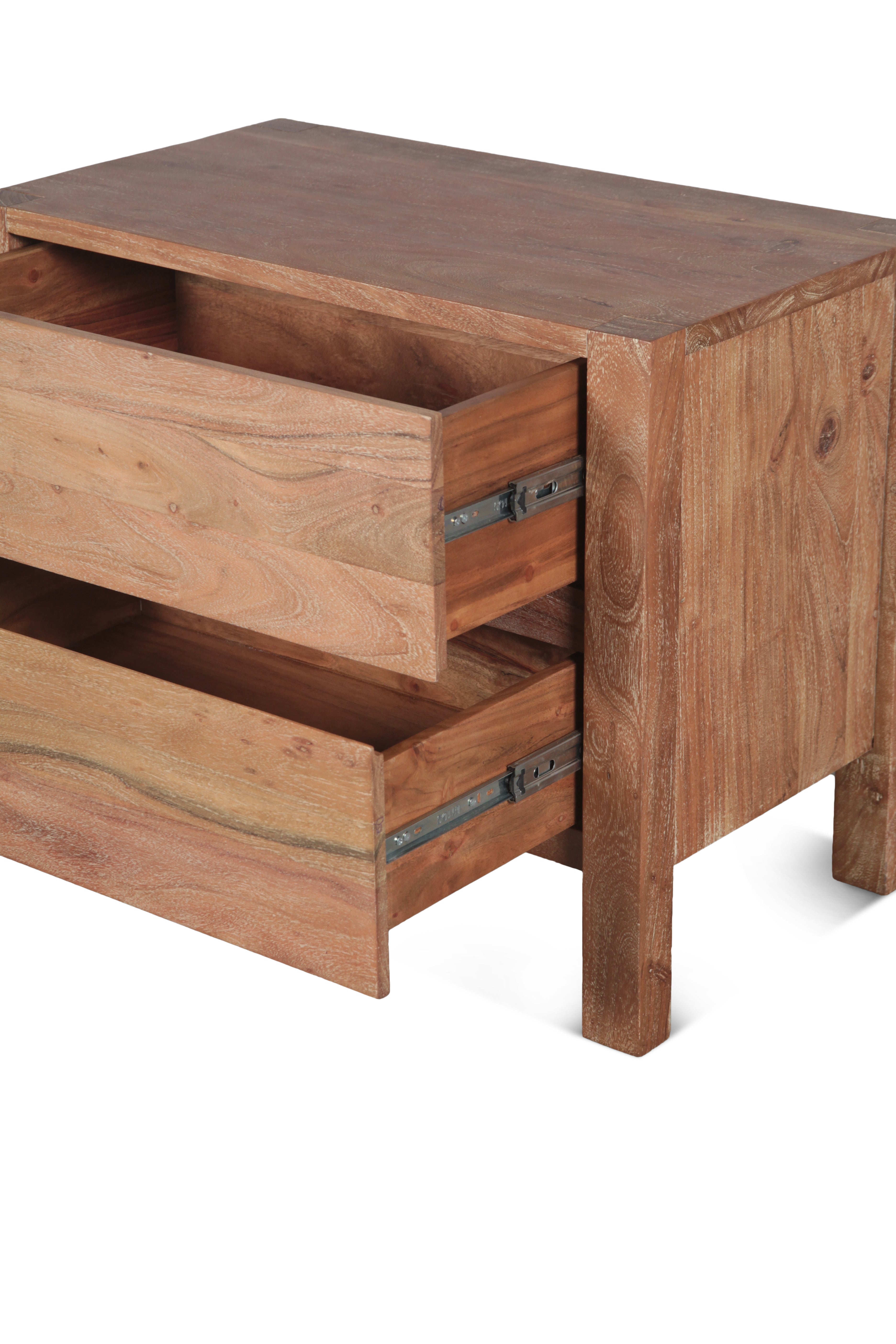 18" Brushed Acacia Wood Nightstand