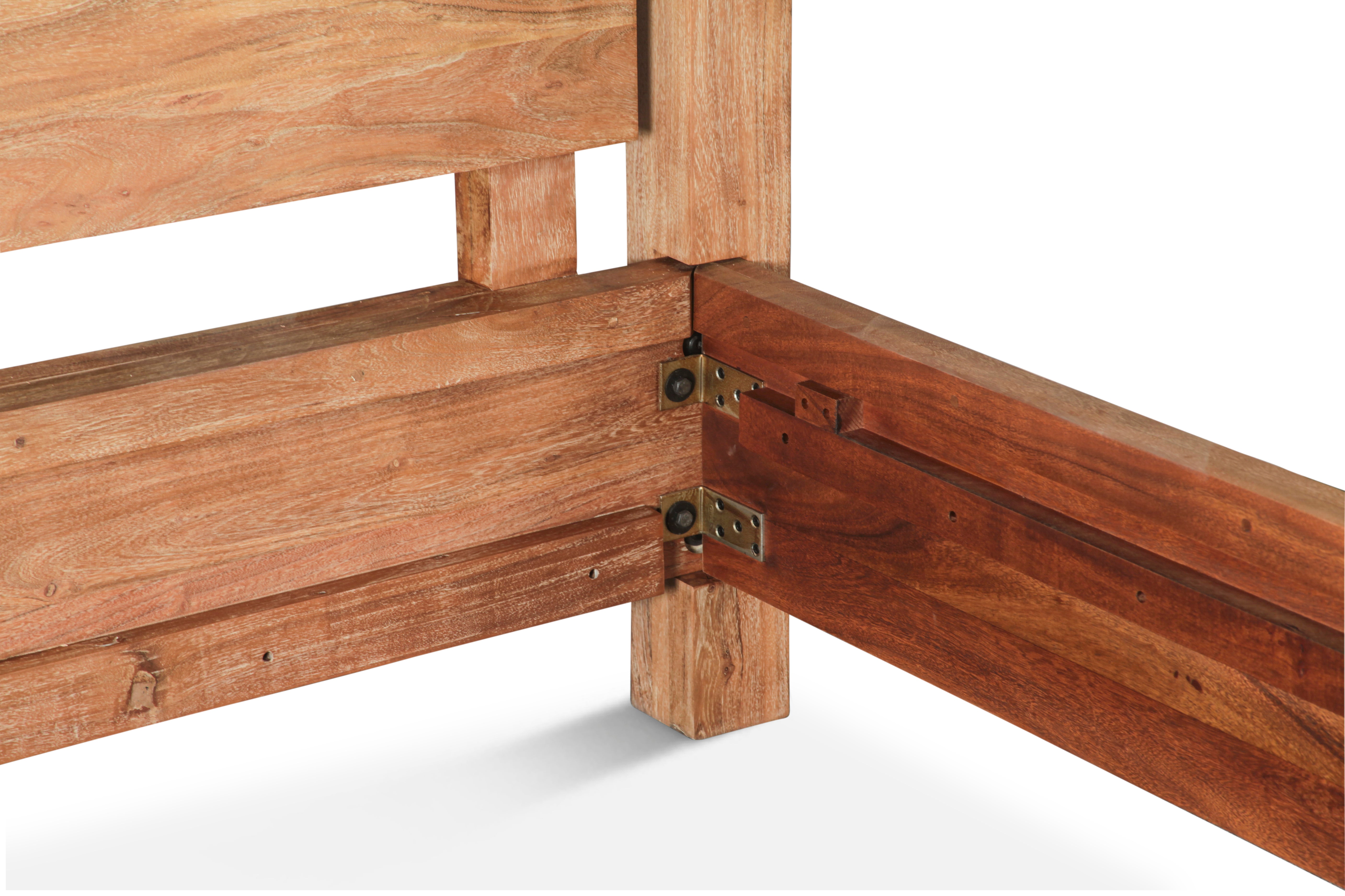 83" Brushed Acacia Wood King Size Bed