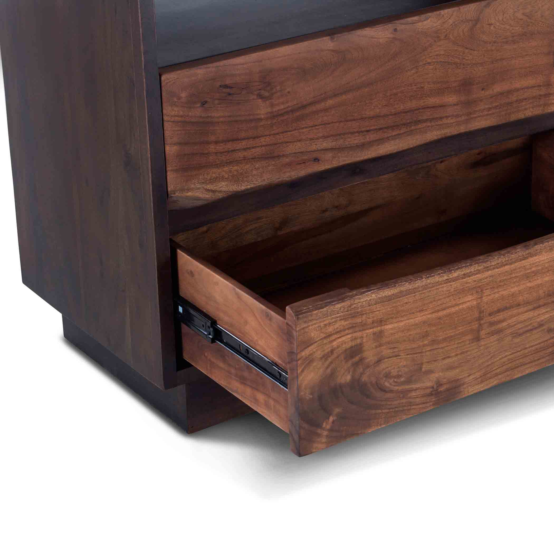 64" Raw Walnut and Ebony Dresser