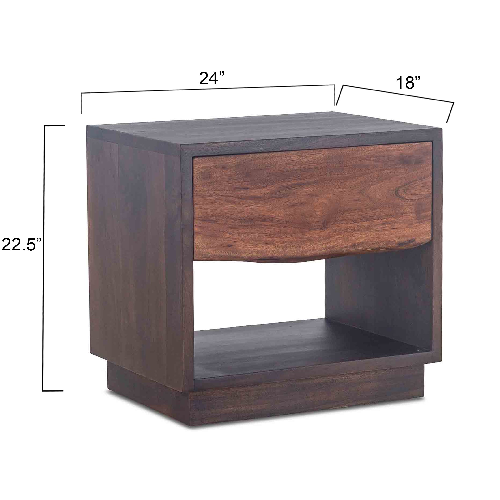 24" Raw Walnut Wood Nightstand