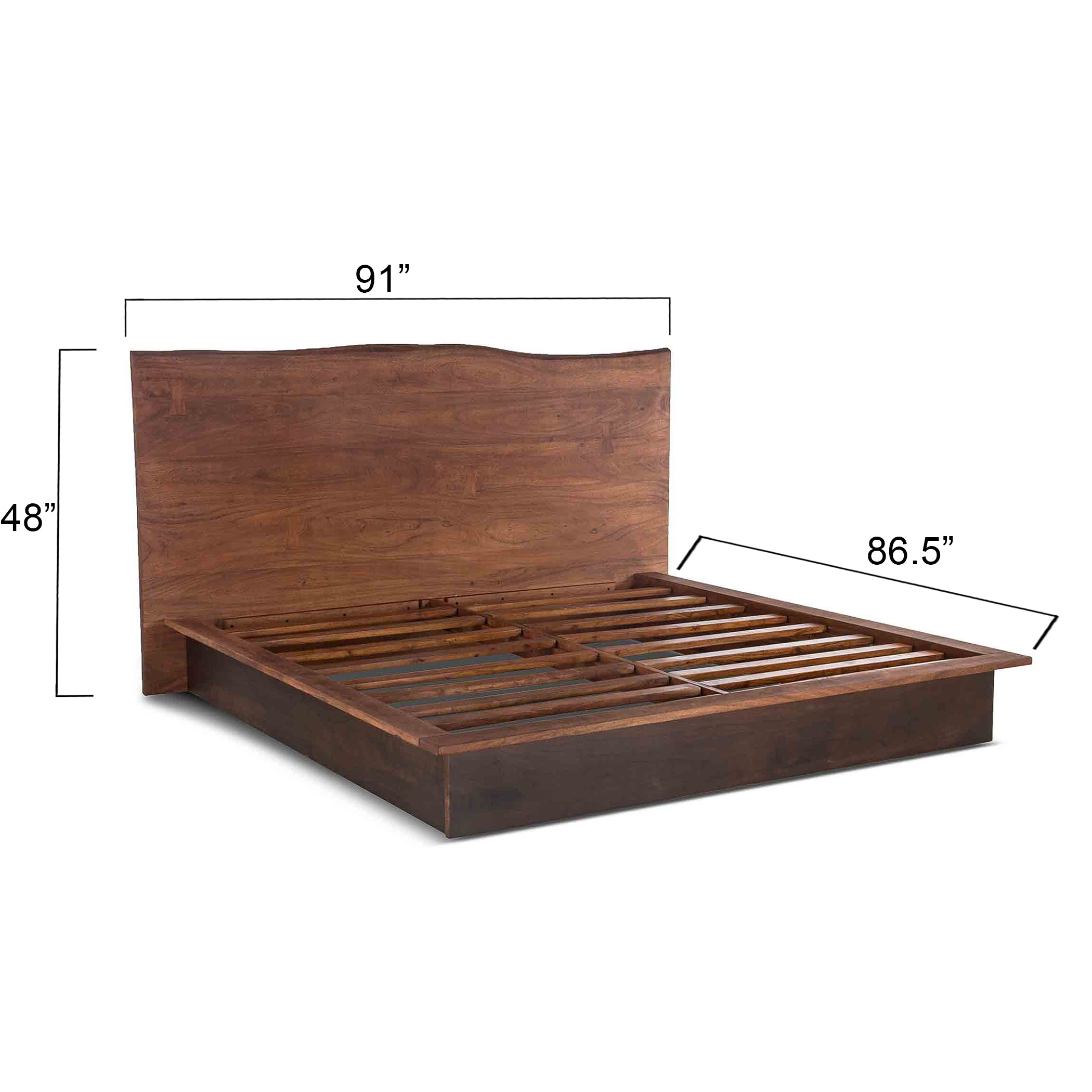 91" Raw Walnut and Ebony King Size Bed