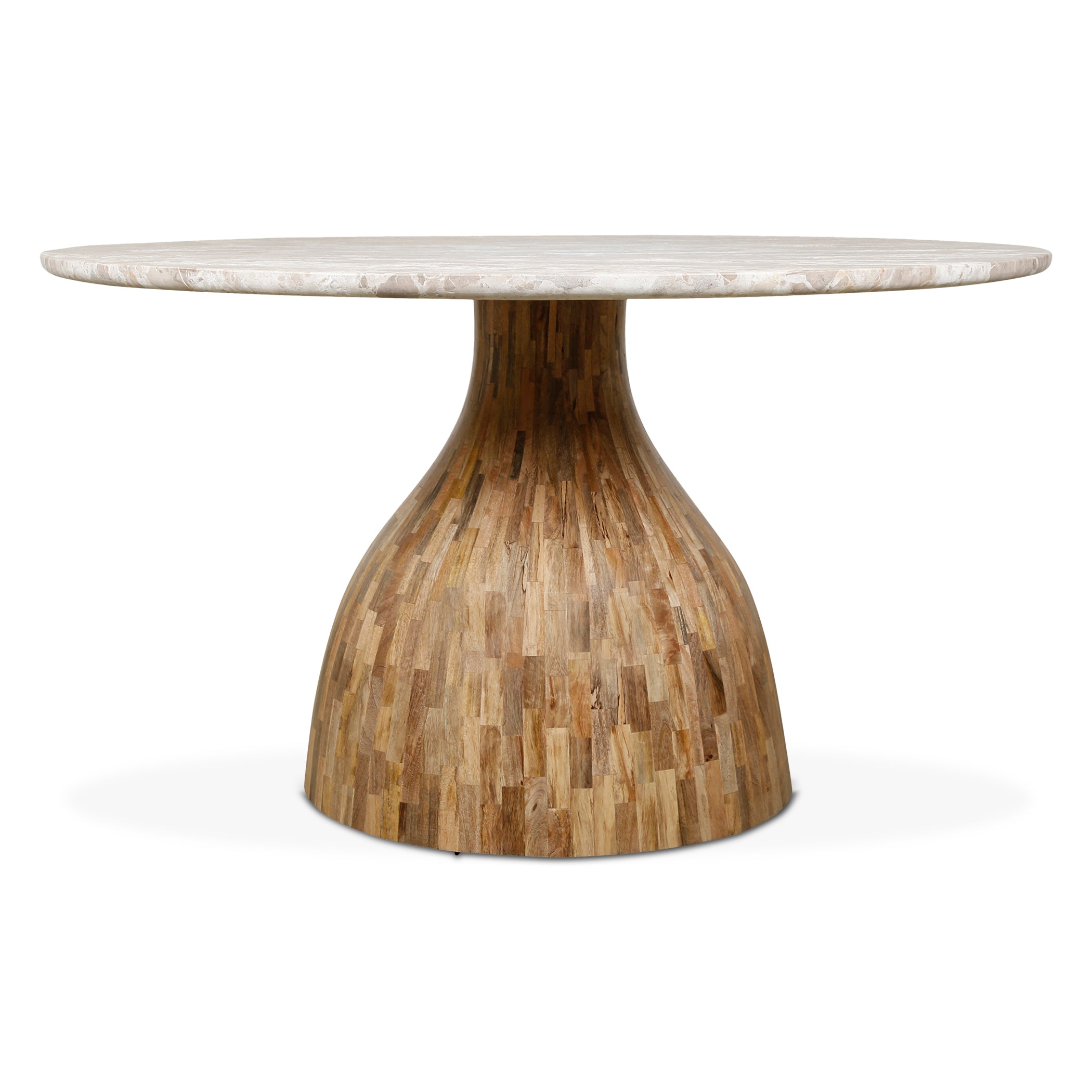 54" Capri Beige Marble Round Dining Table