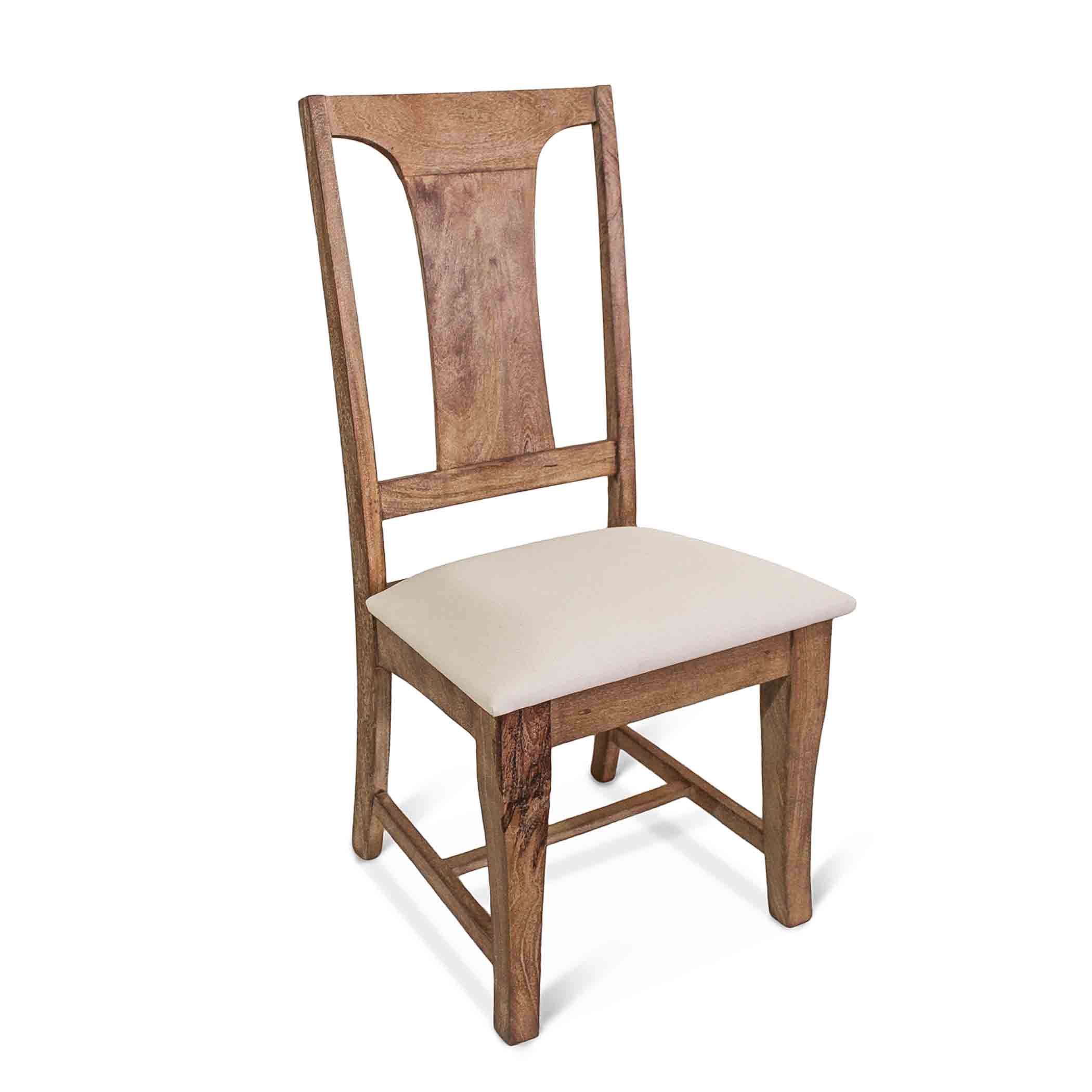 19" Antique Oak Upholstered Dining Chair