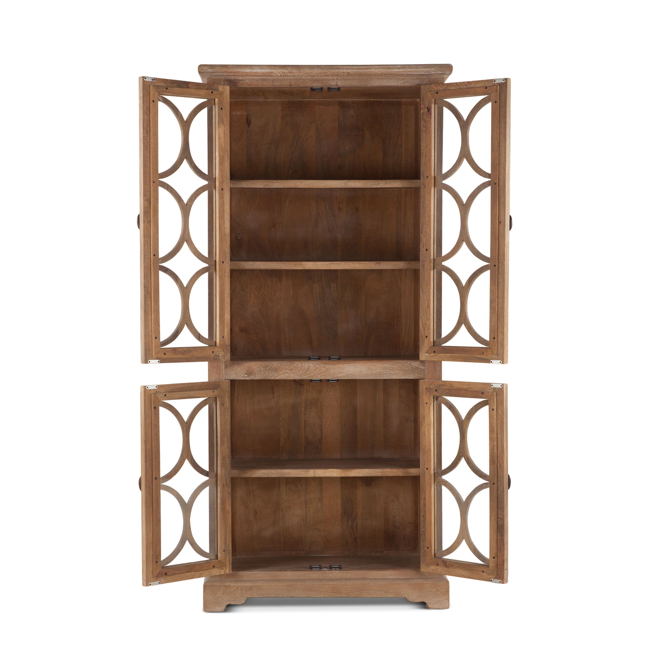 38" Antique Oak Tall Glass Cabinet