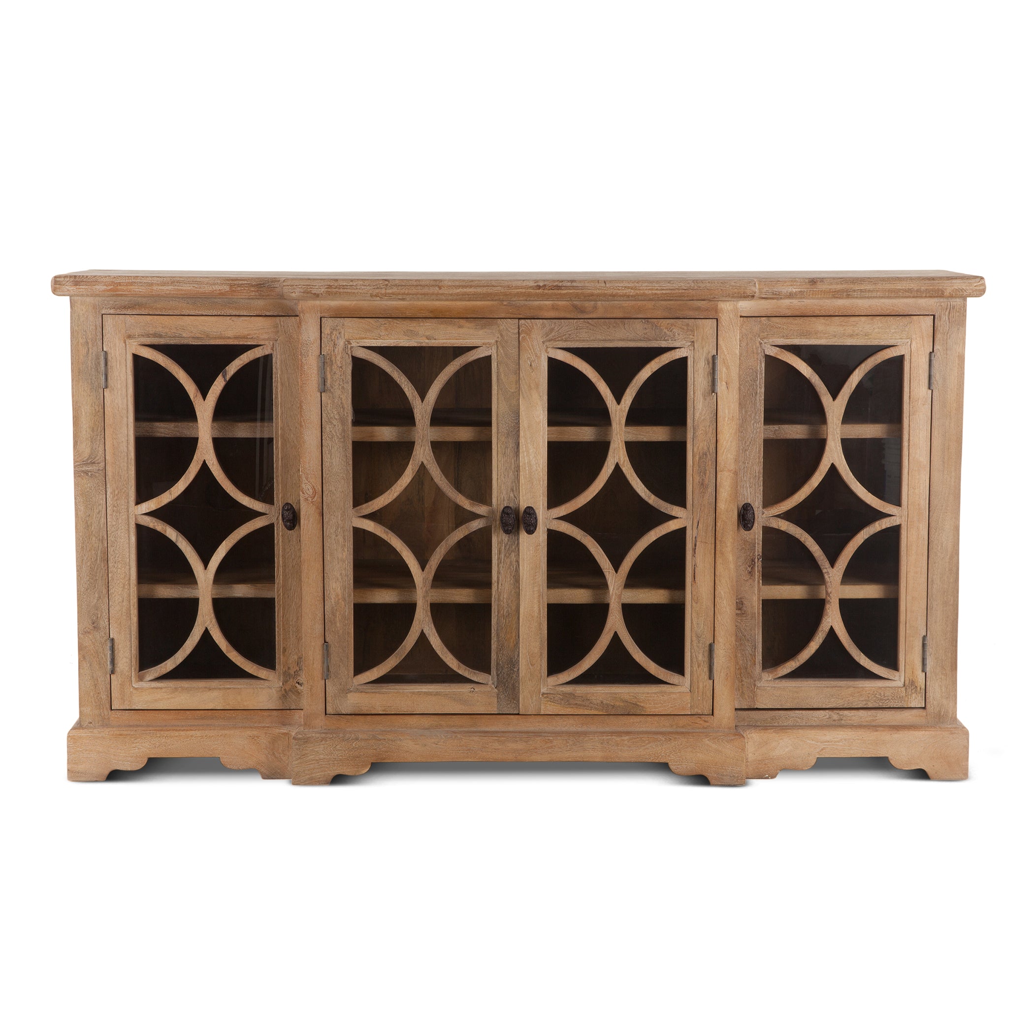 75" Antique Oak Glass Cabinet