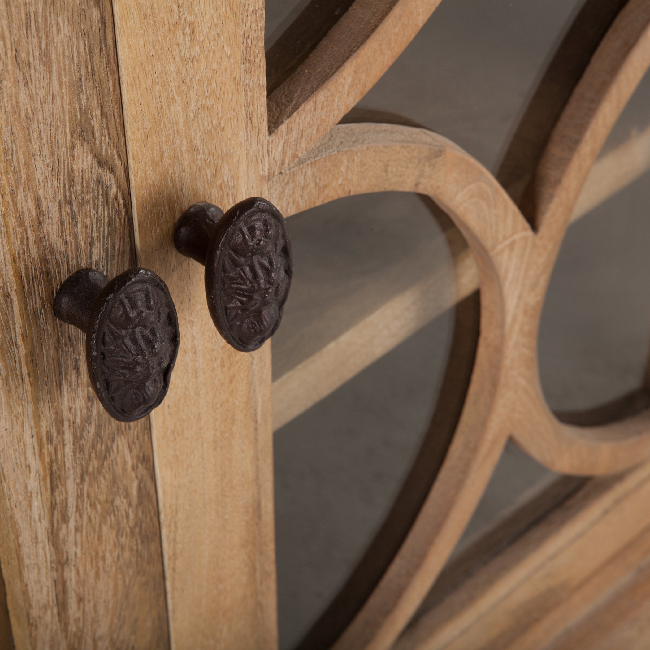75" Antique Oak Glass Cabinet