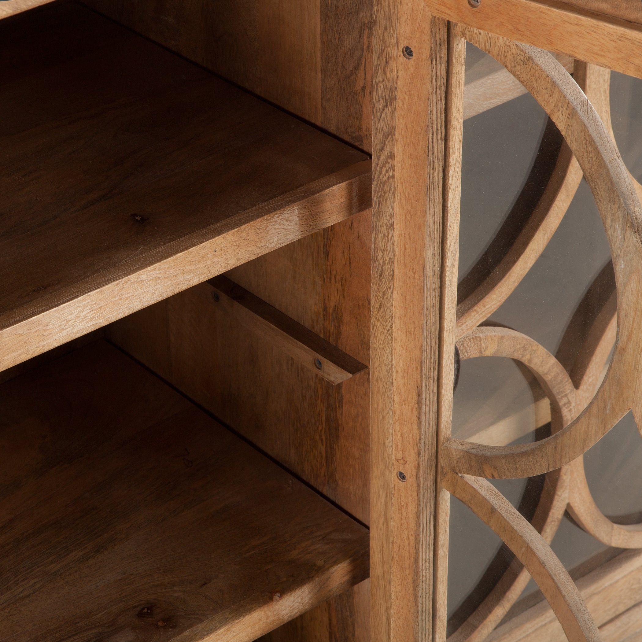 75" Antique Oak Glass Cabinet