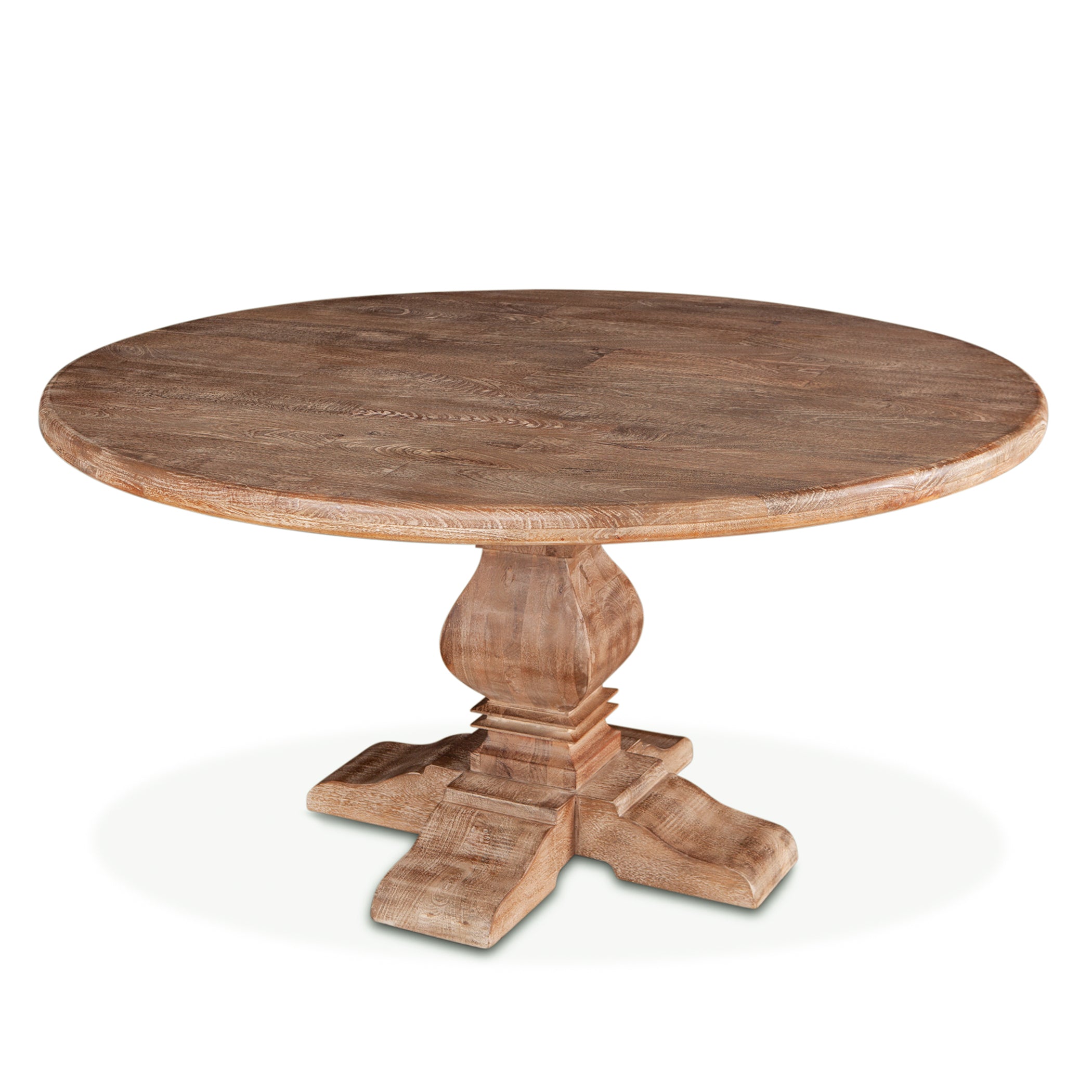 60" Antique Oak Round Dining Table
