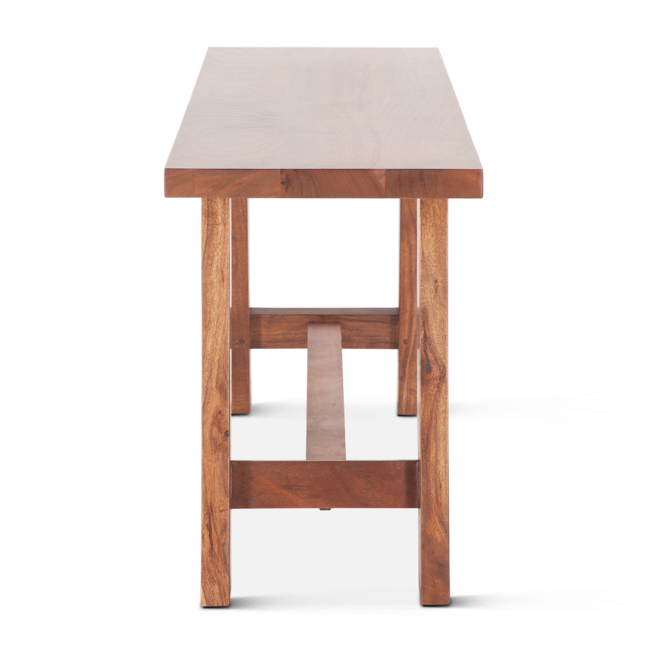 60" Cinnamon Brown Acacia Wood Counter Bench