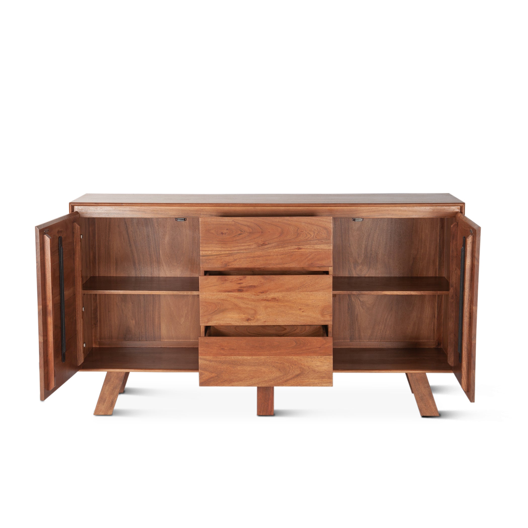 68" Cinnamon Brown Acacia Wood Sideboard