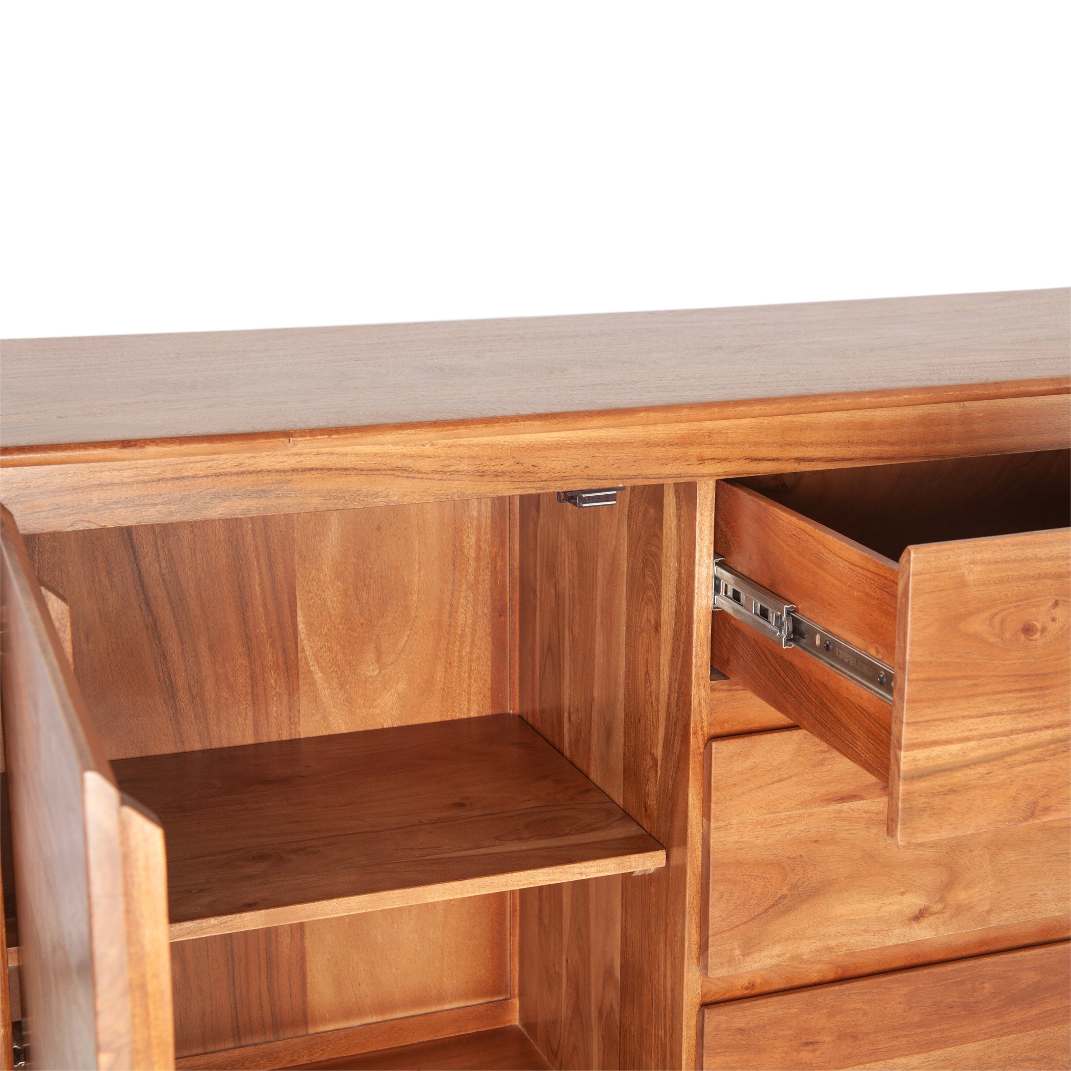 68" Cinnamon Brown Acacia Wood Sideboard