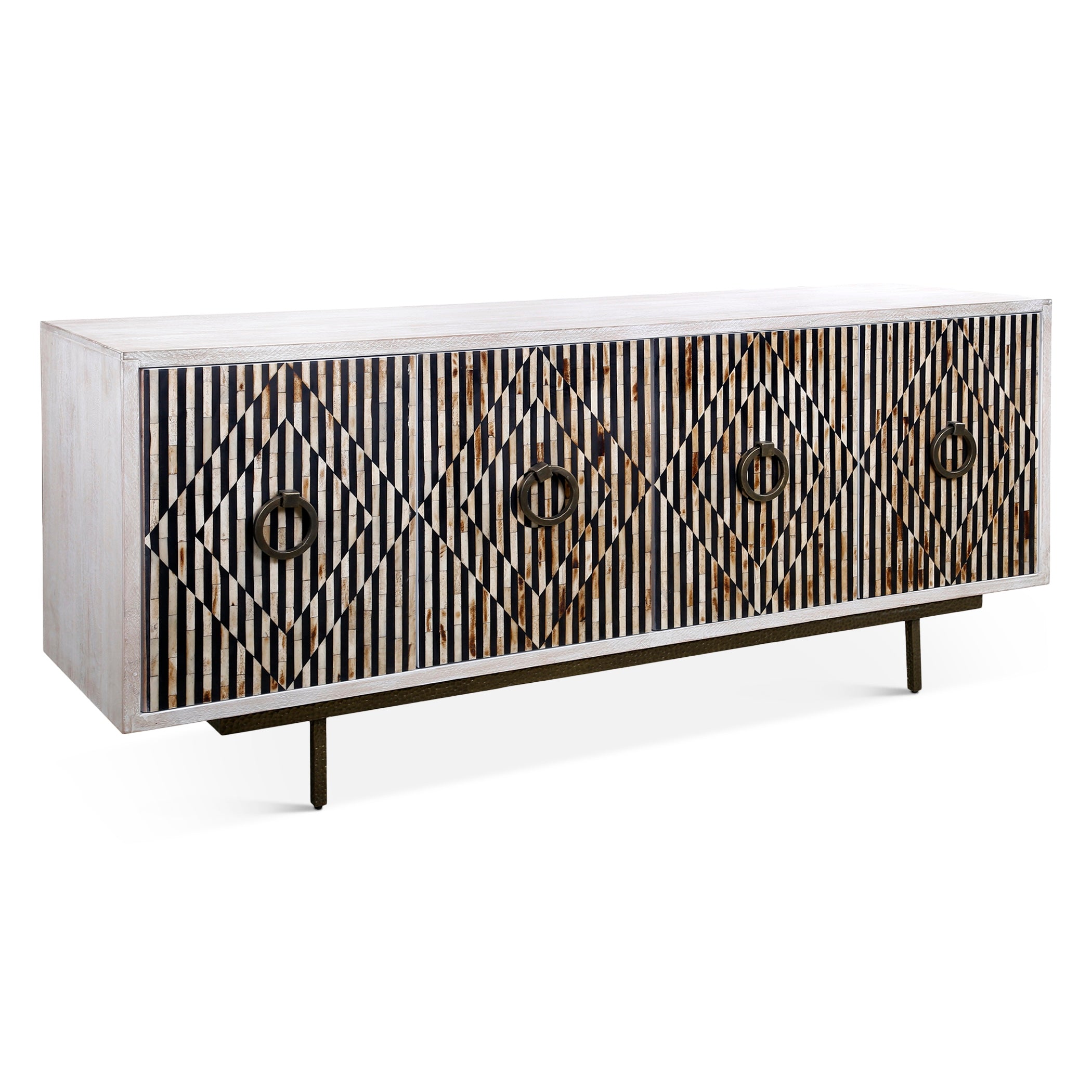 72" Whitewash Mango Wood Sideboard