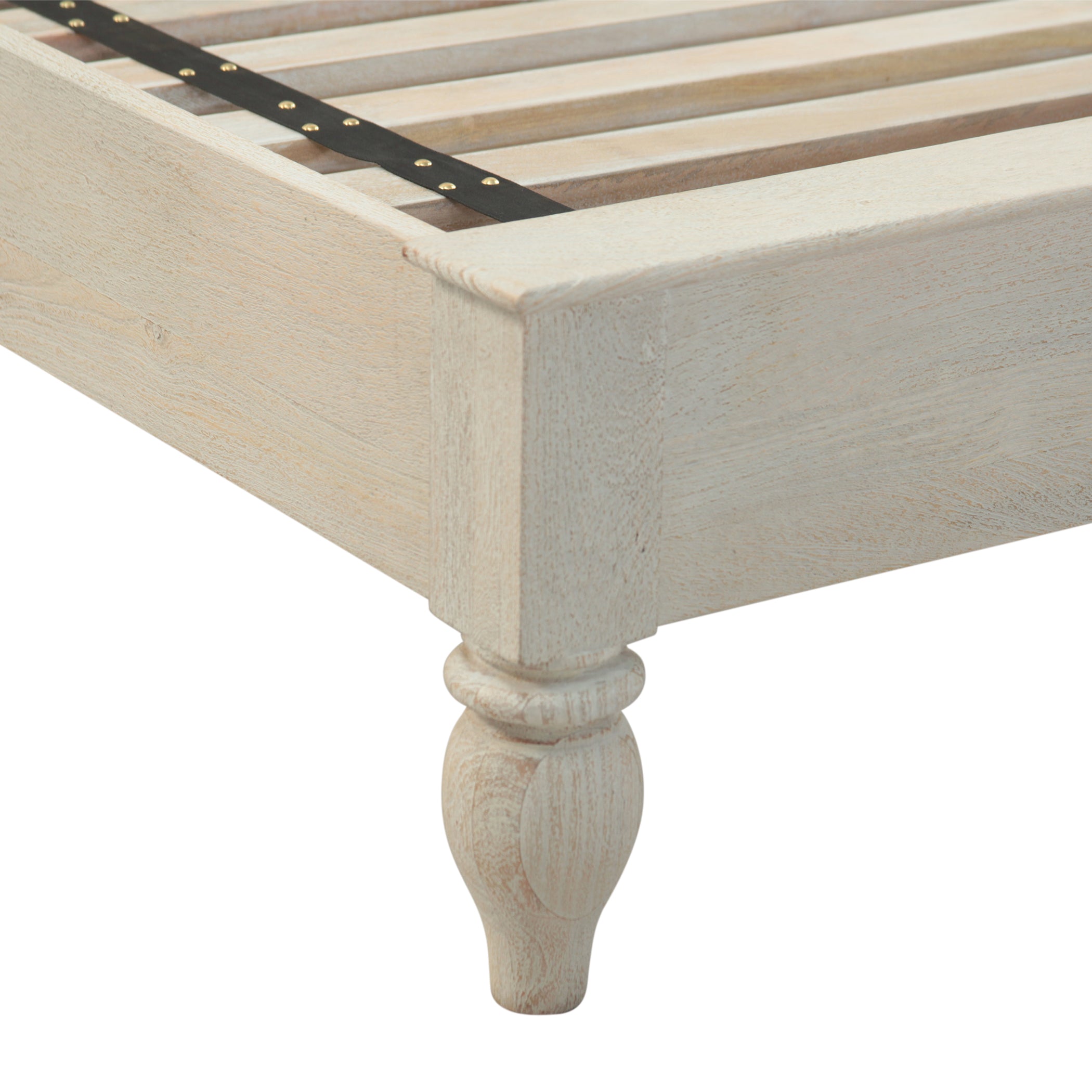 80" Carved Heirloom White Mango King Bed