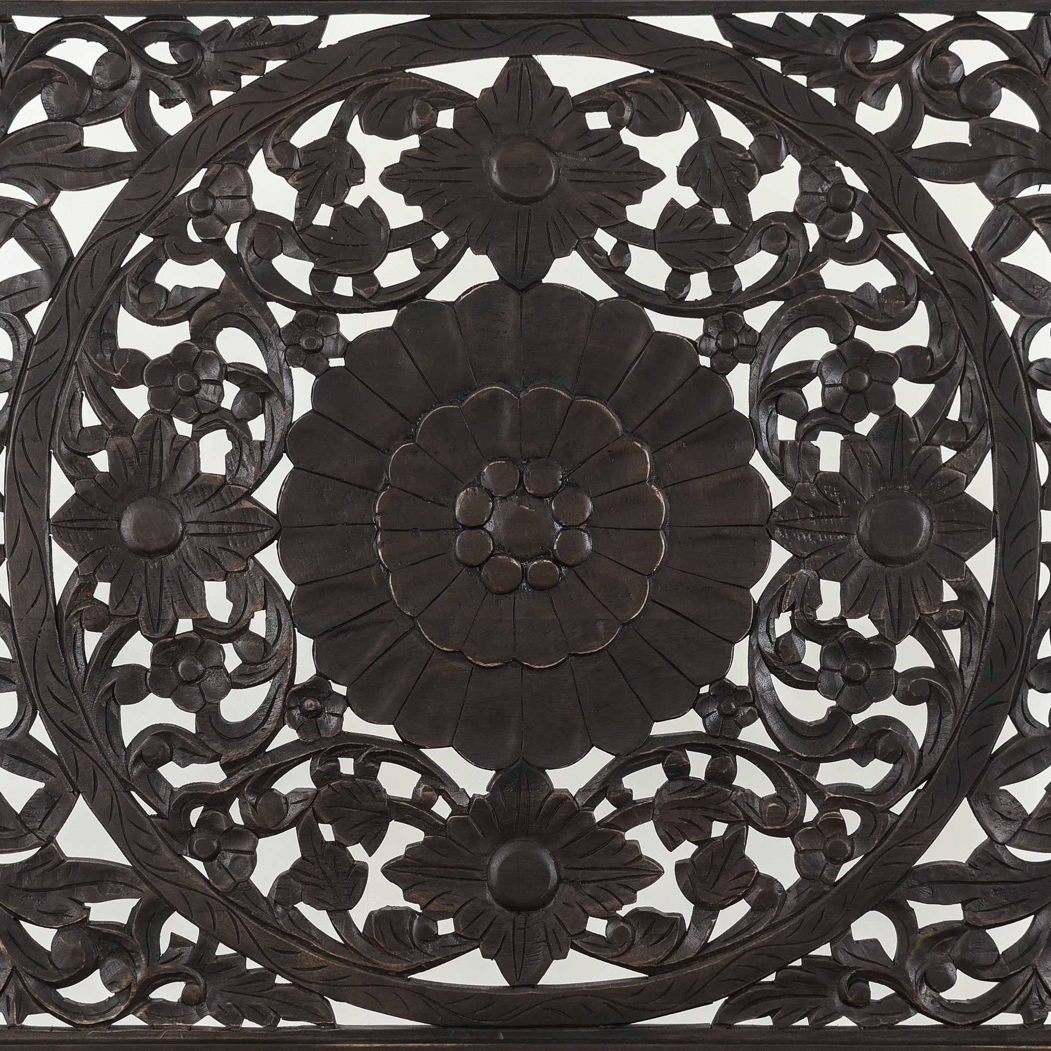 80" Hand-Carved Vintage Brown King Size Bed