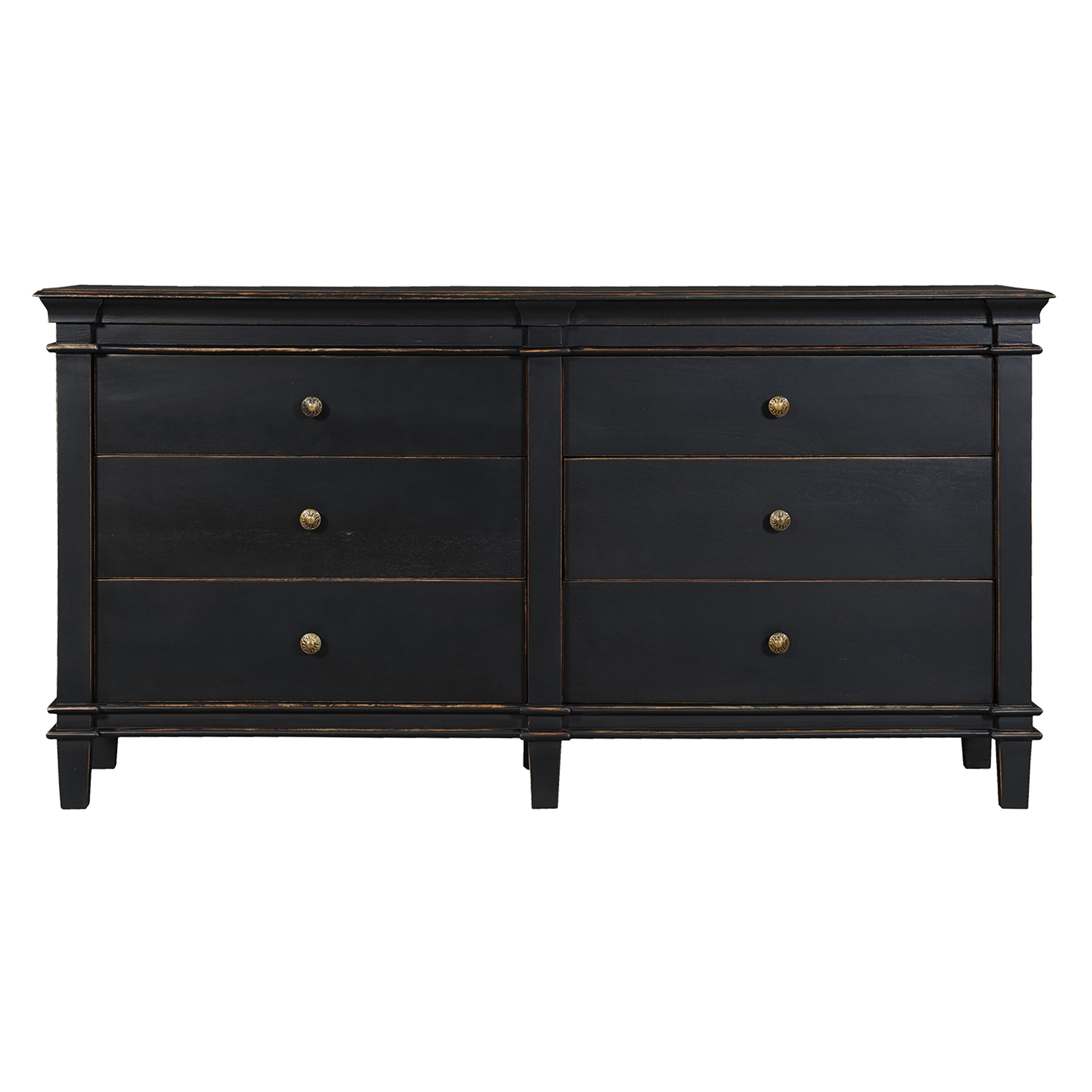 70" Distressed Black Mango Dresser