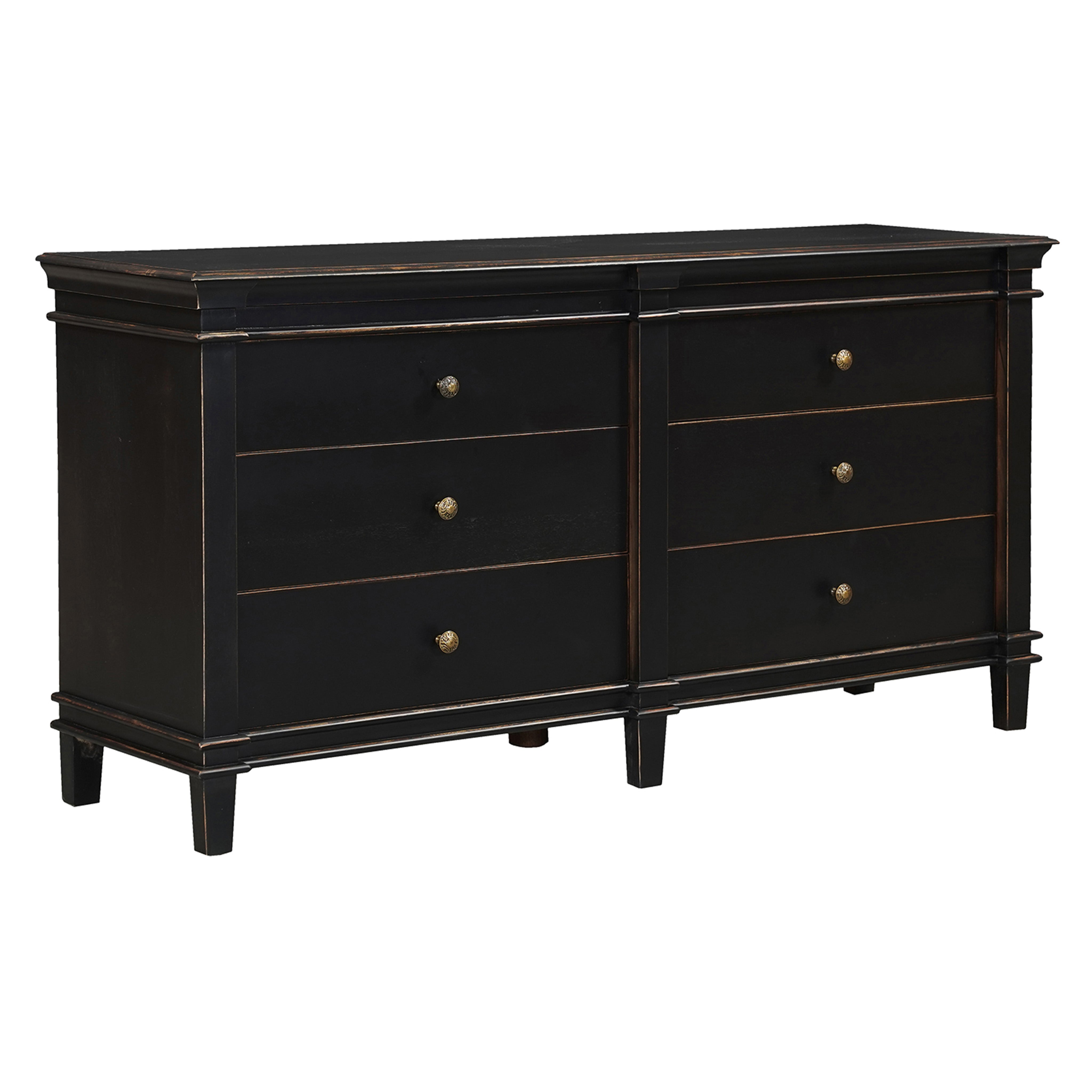 70" Distressed Black Mango Dresser