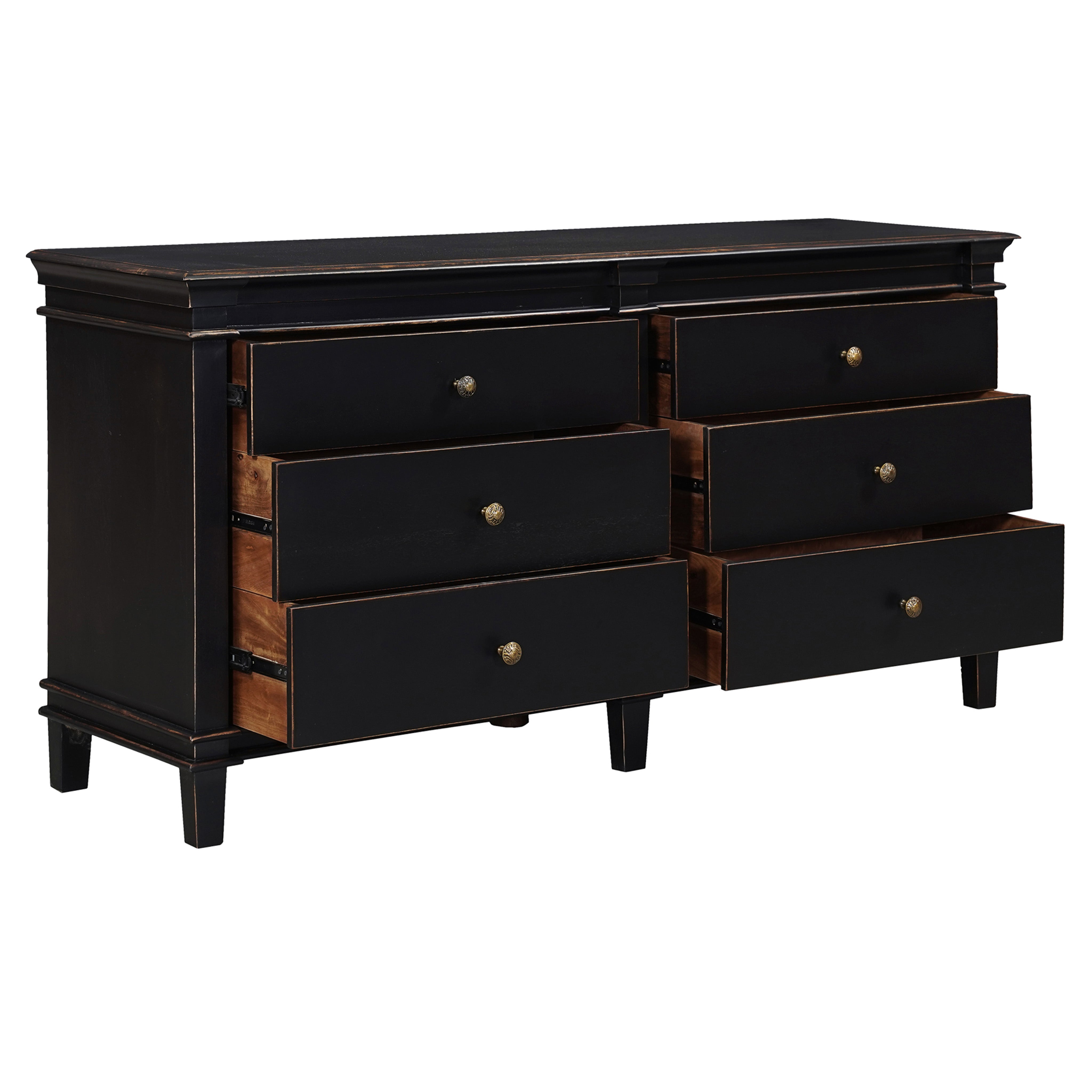 70" Distressed Black Mango Dresser