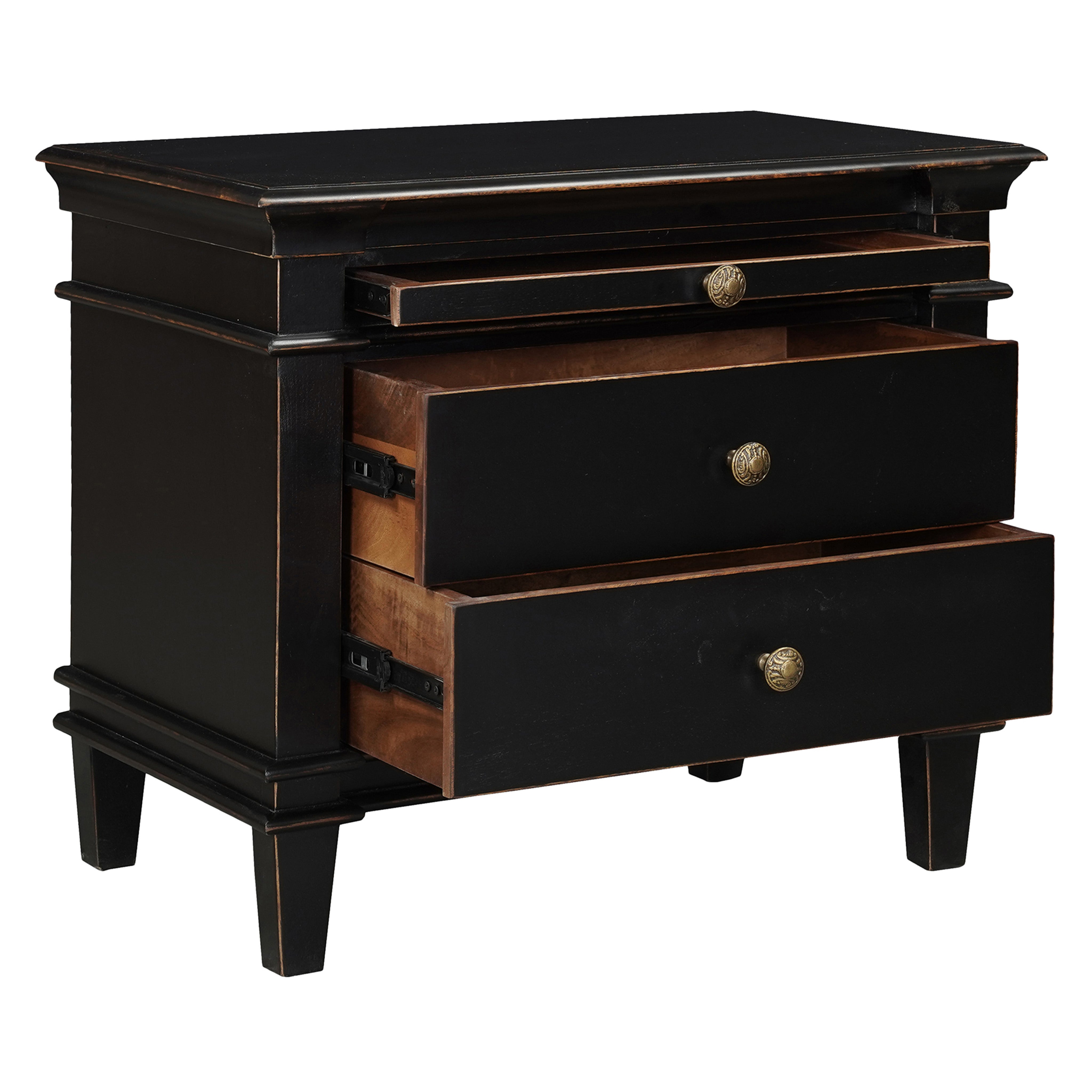 30" Distressed Black Mango Nightstand