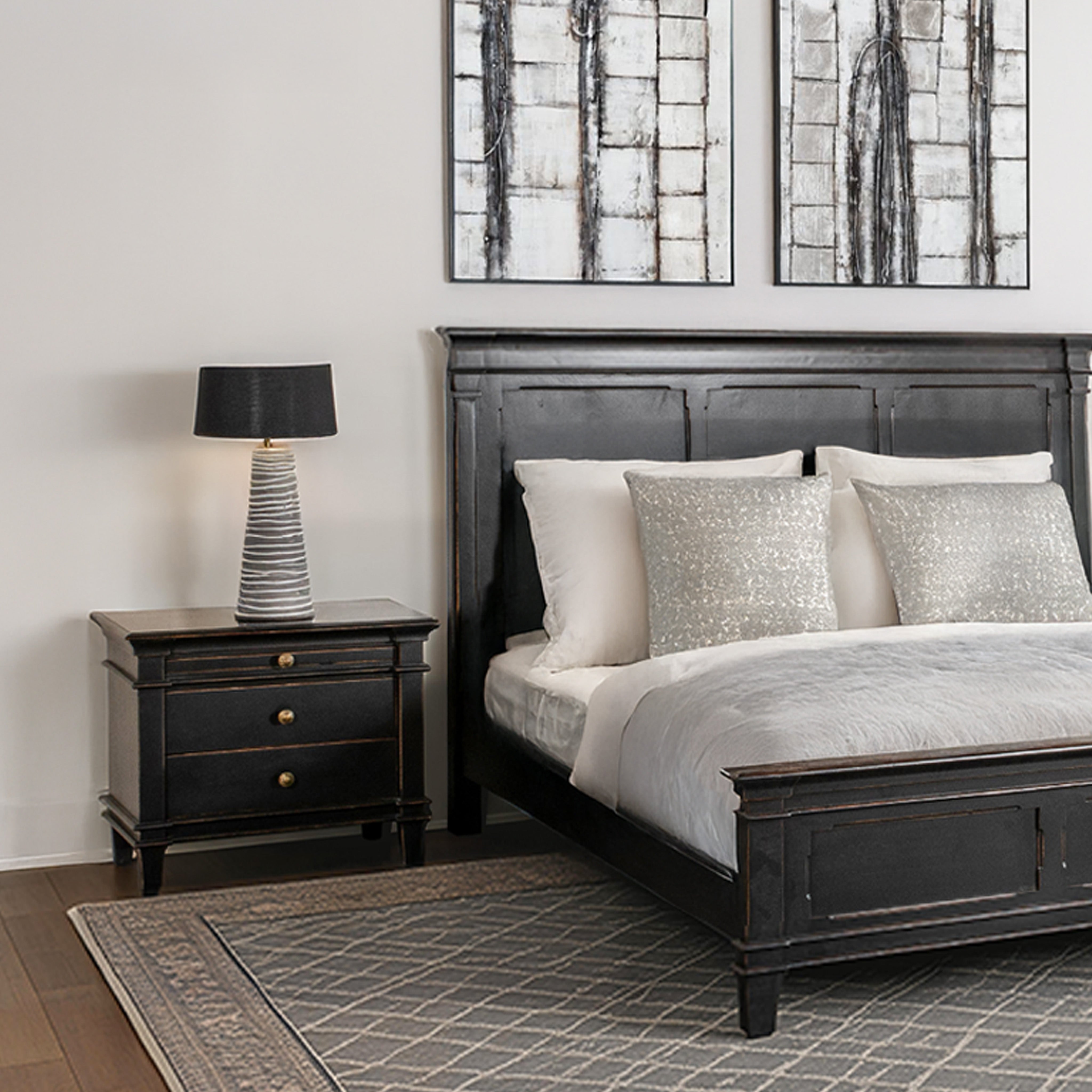 30" Distressed Black Mango Nightstand