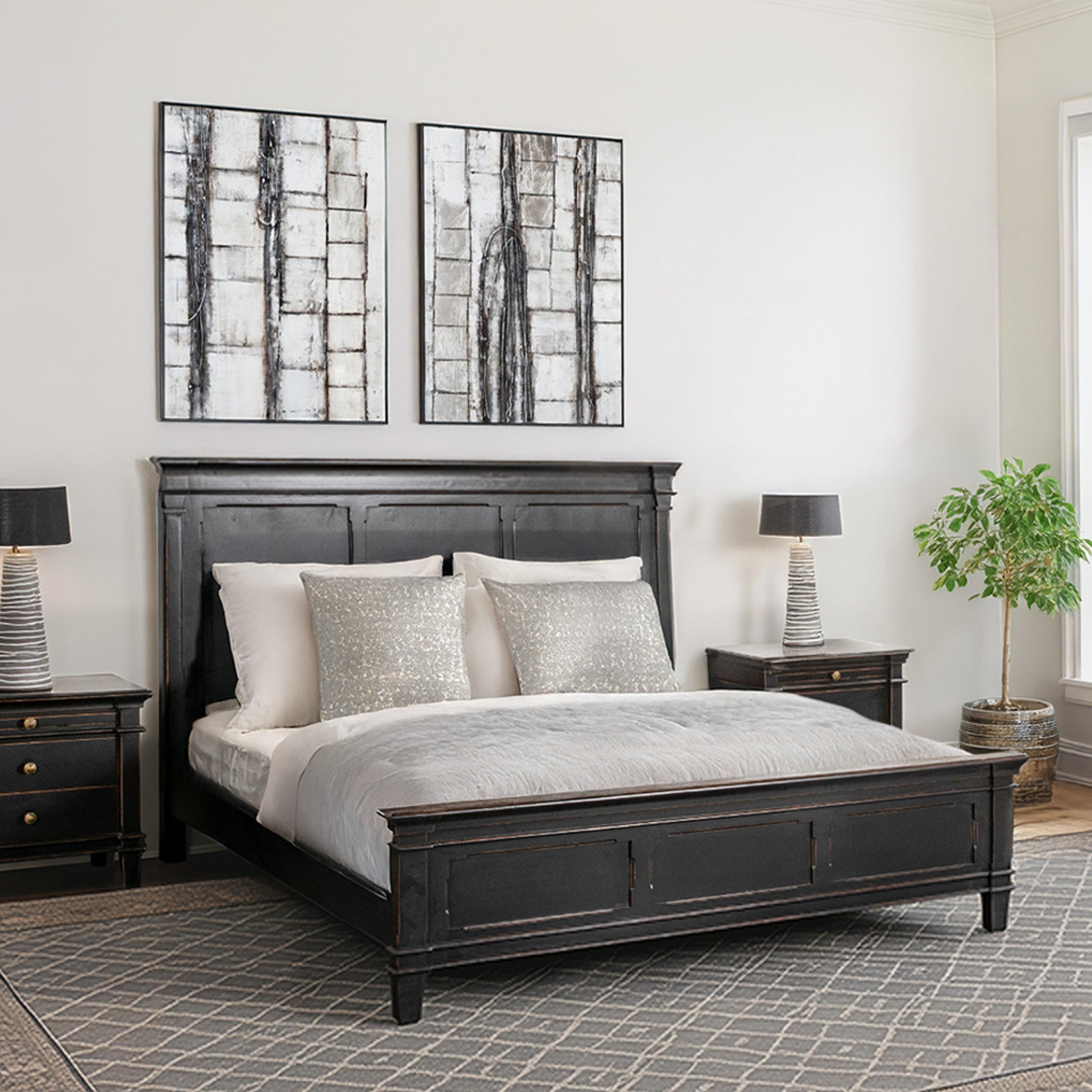 87" Distressed Black Mango King Bed