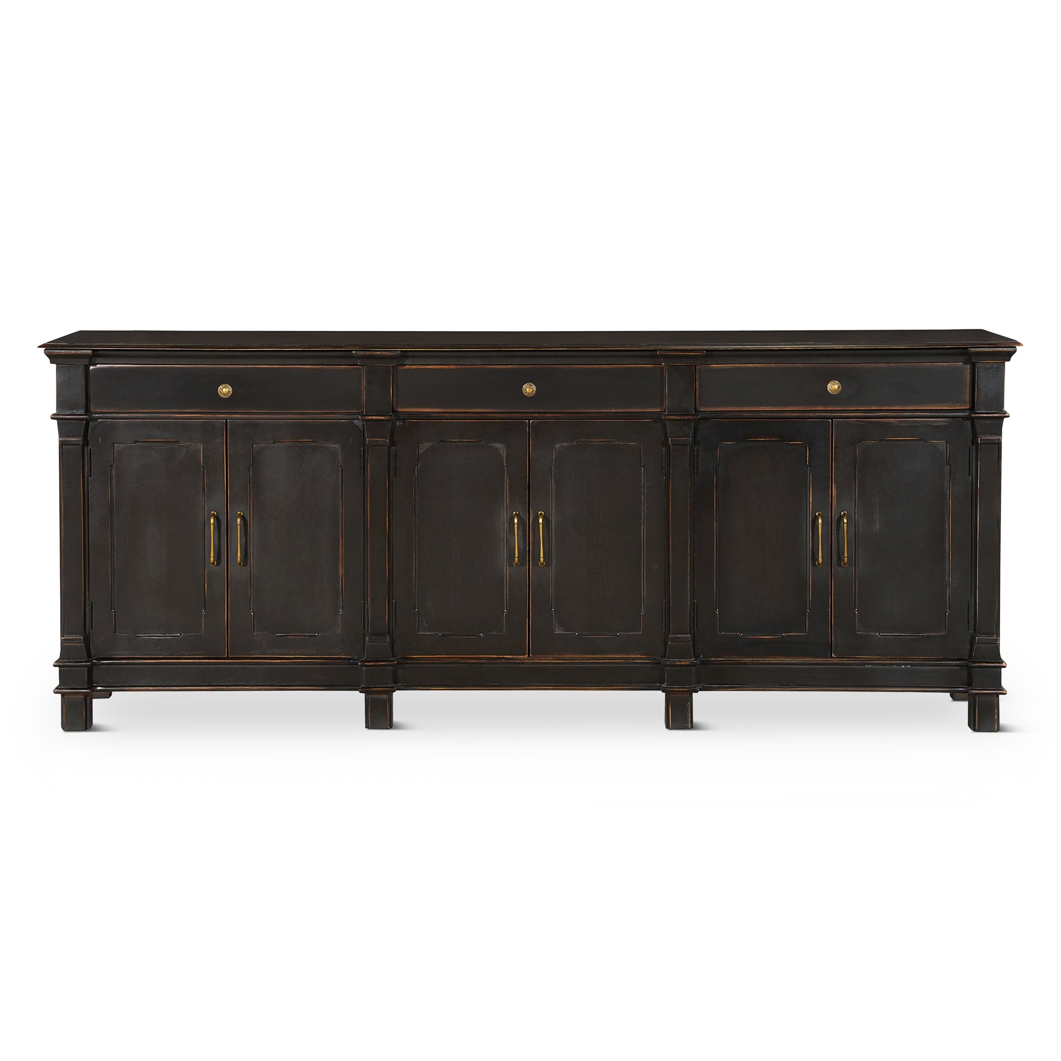 100" Distressed Black Mango Wood Sideboard