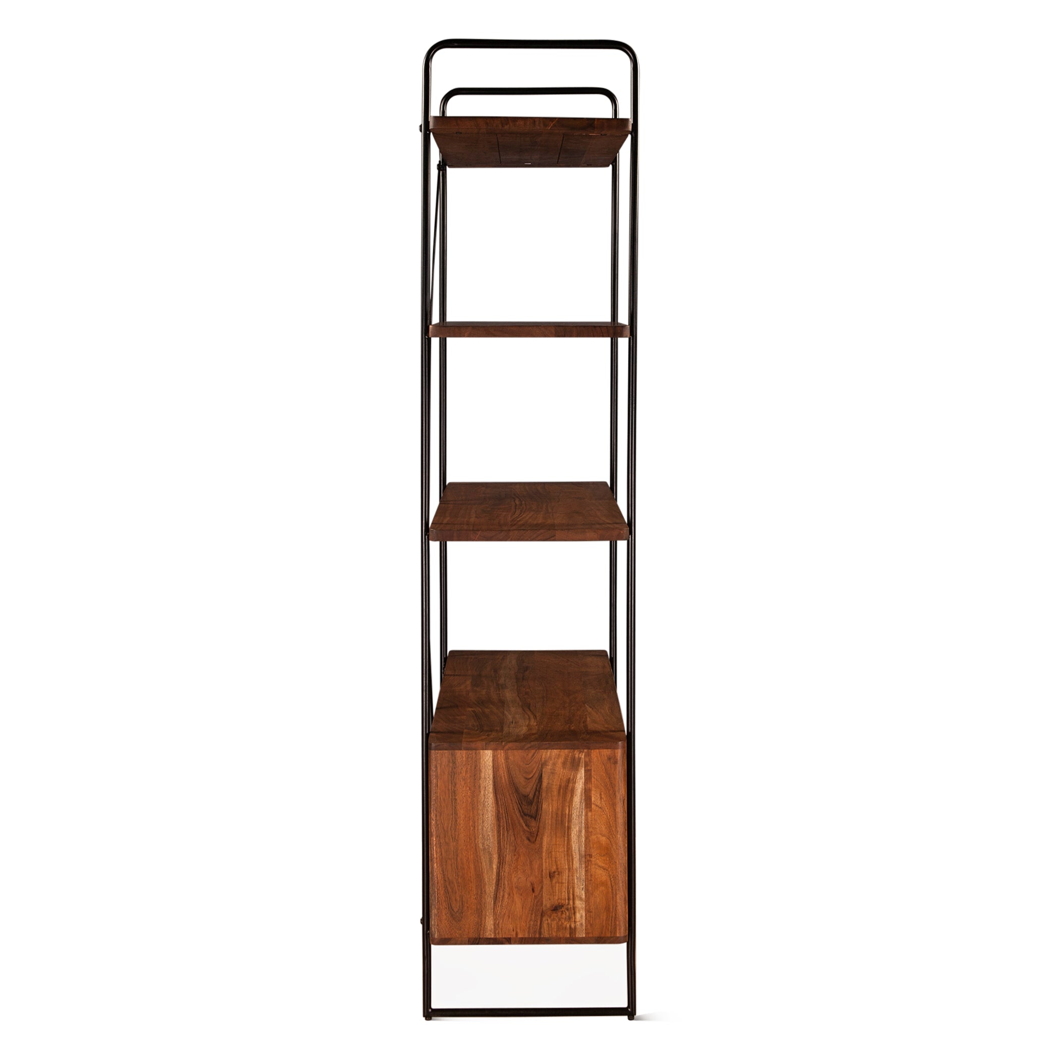 46" Pecan Brown Acacia Wood Bookshelf