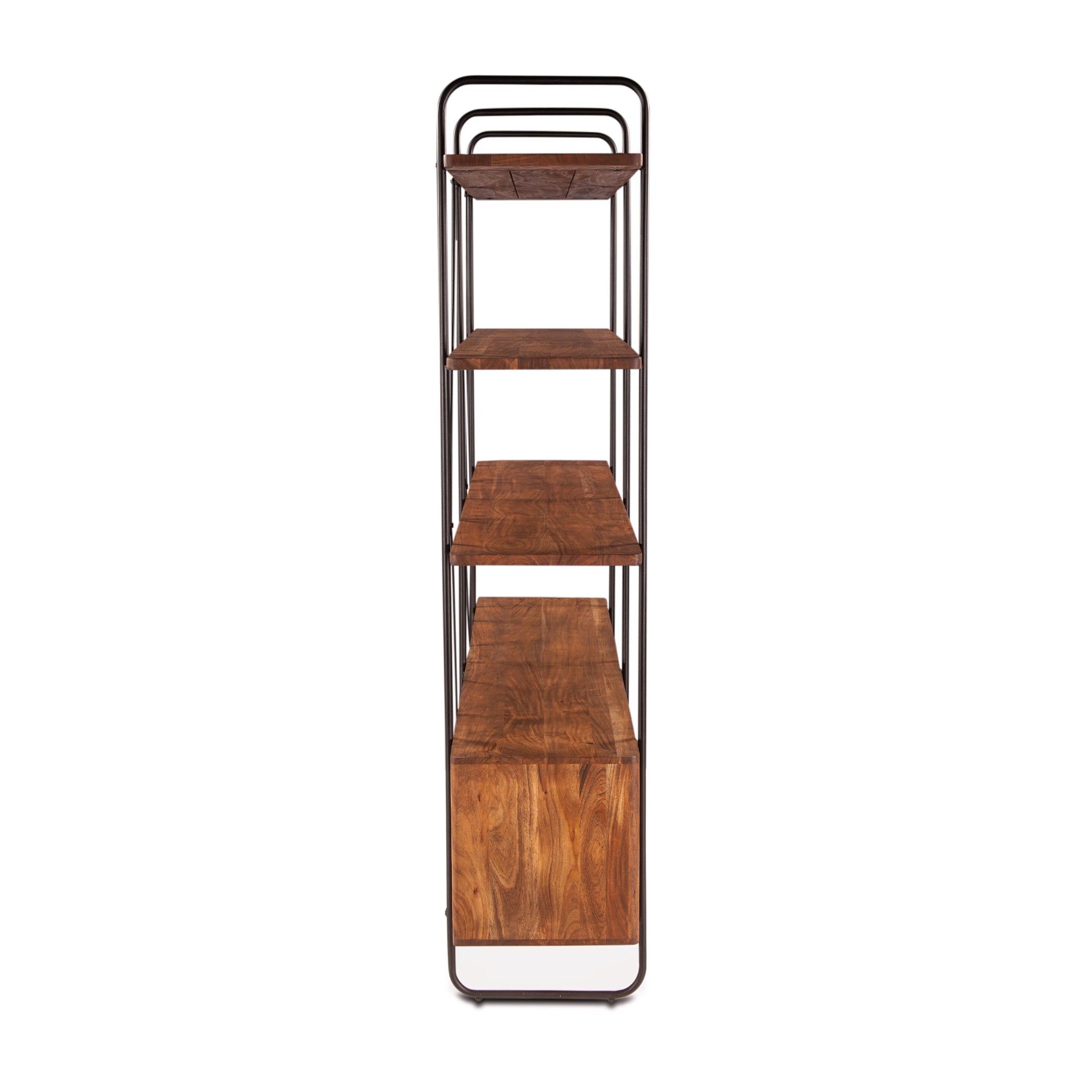 75" Pecan Brown Acacia Wood Bookshelf