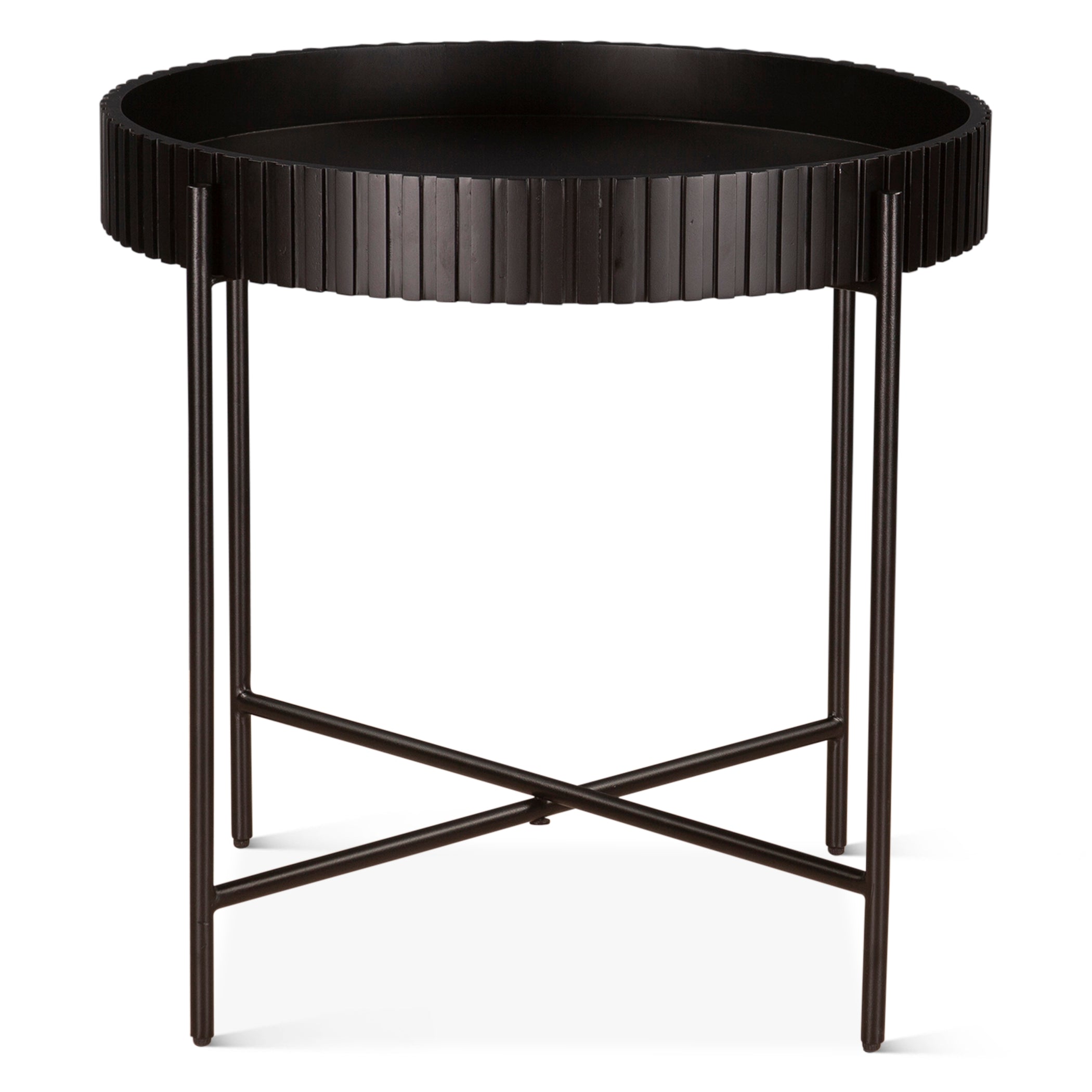 29" Matte Black Wood Nesting Tray Tables