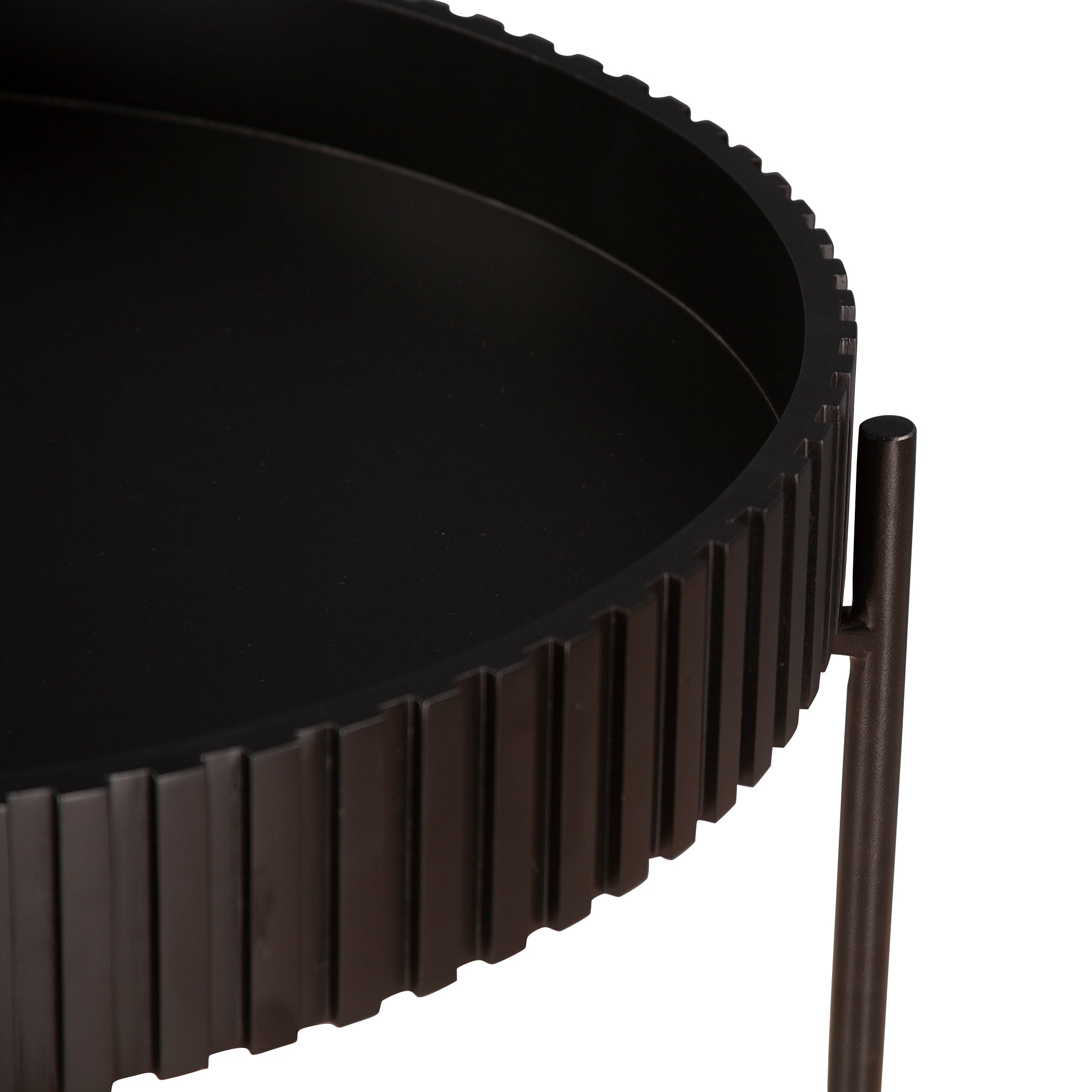 29" Matte Black Wood Nesting Tray Tables