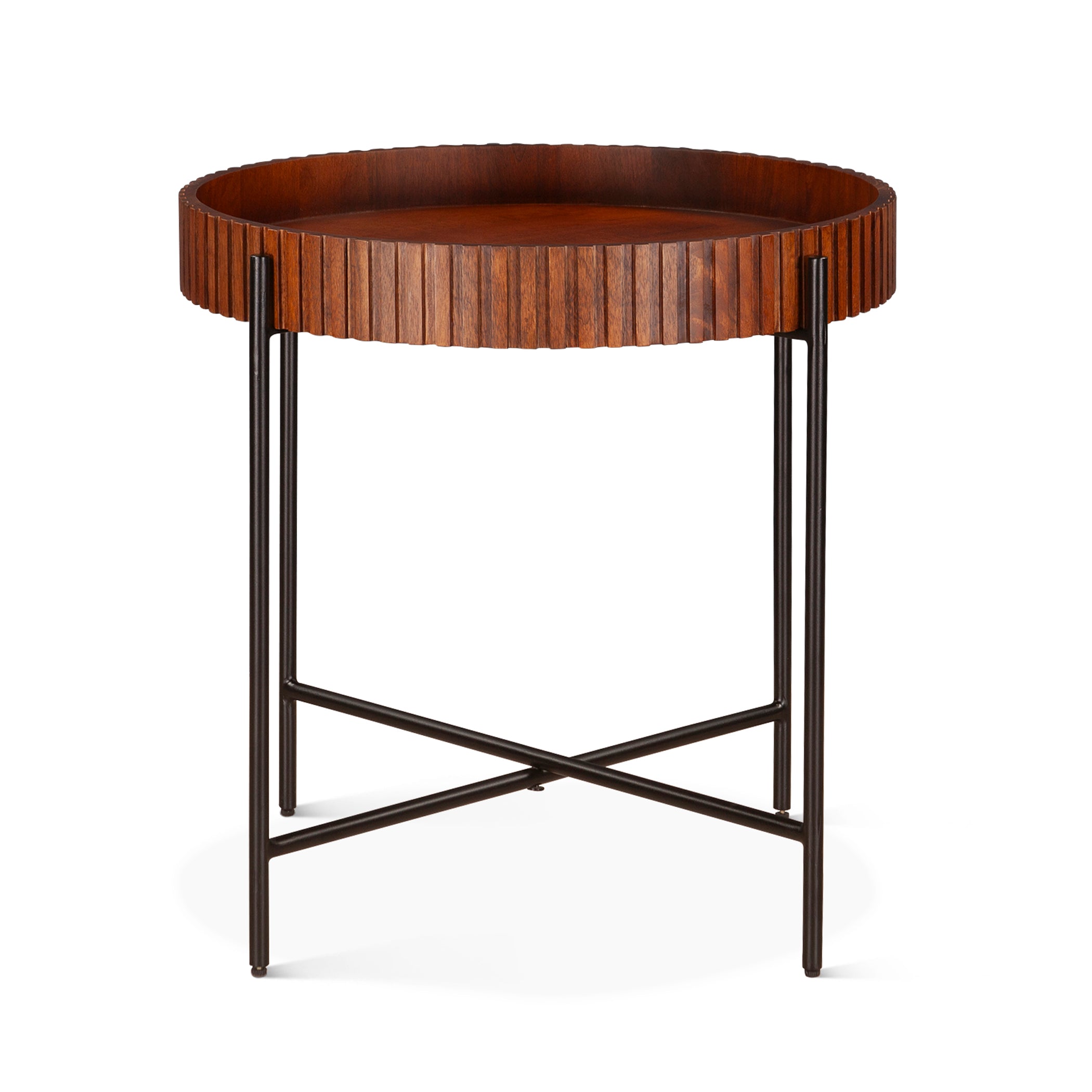 29" Pecan Brown Wood Nesting Tray Tables