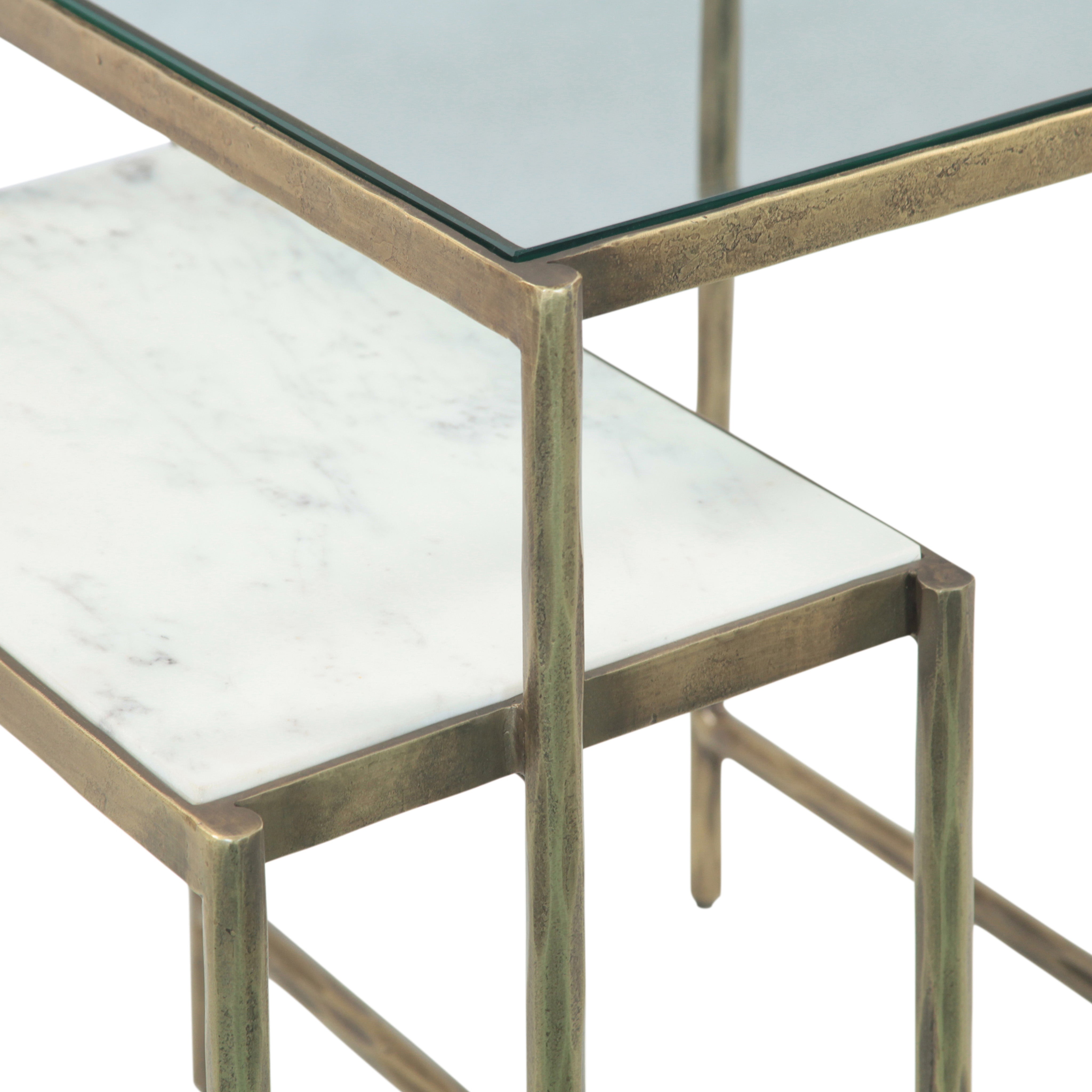 16.5" Marble and Glass Console Table