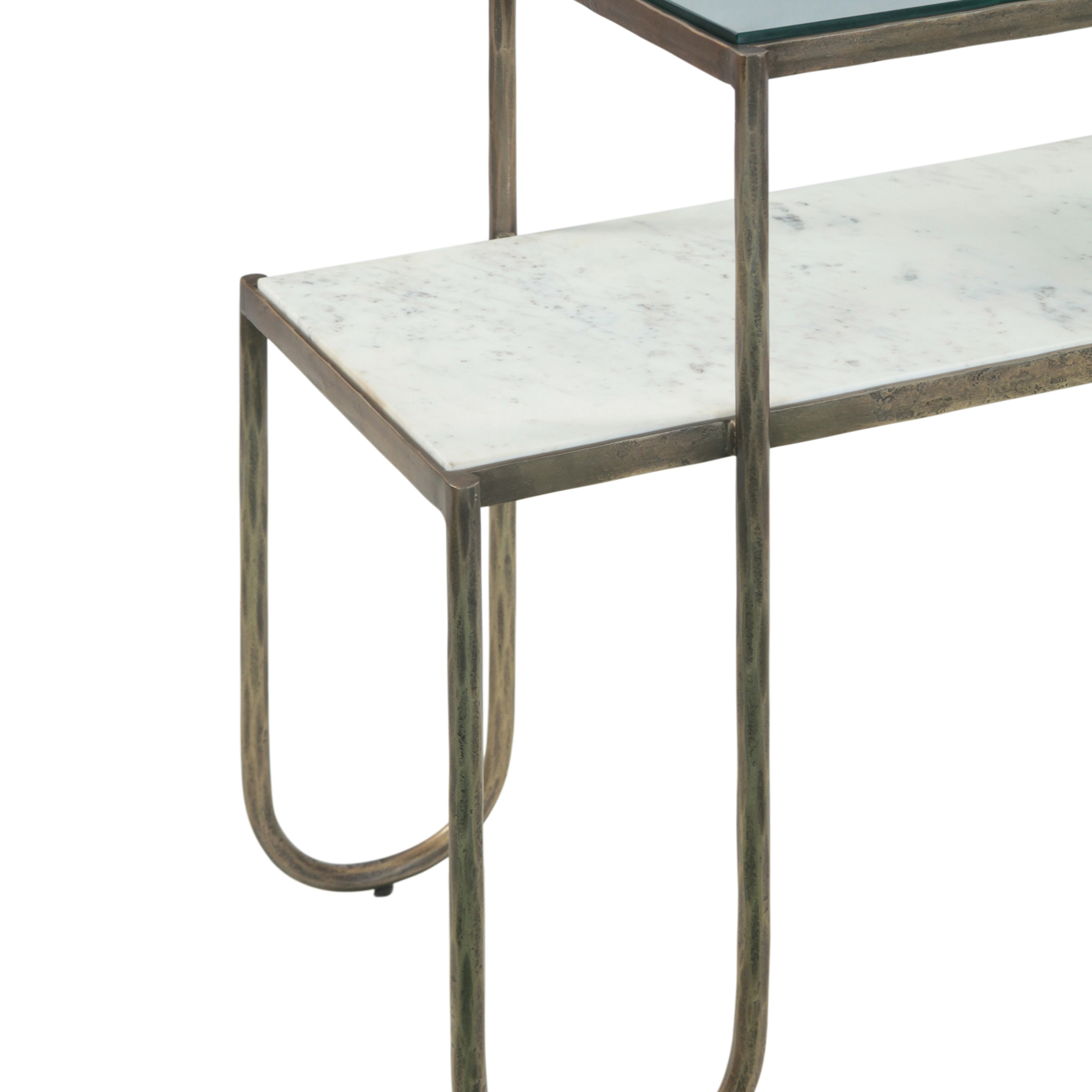 16.5" Marble and Glass Console Table