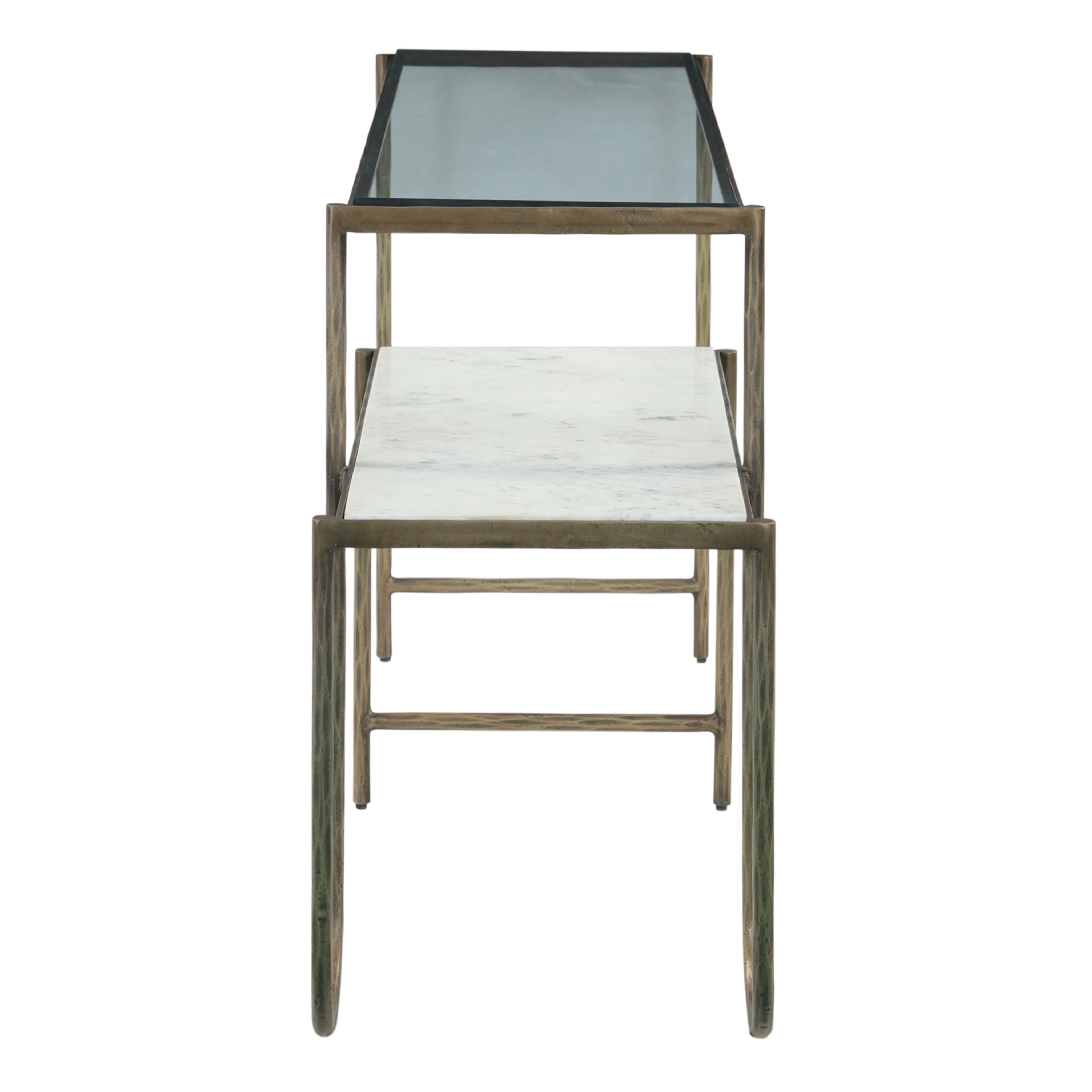 16.5" Marble and Glass Console Table