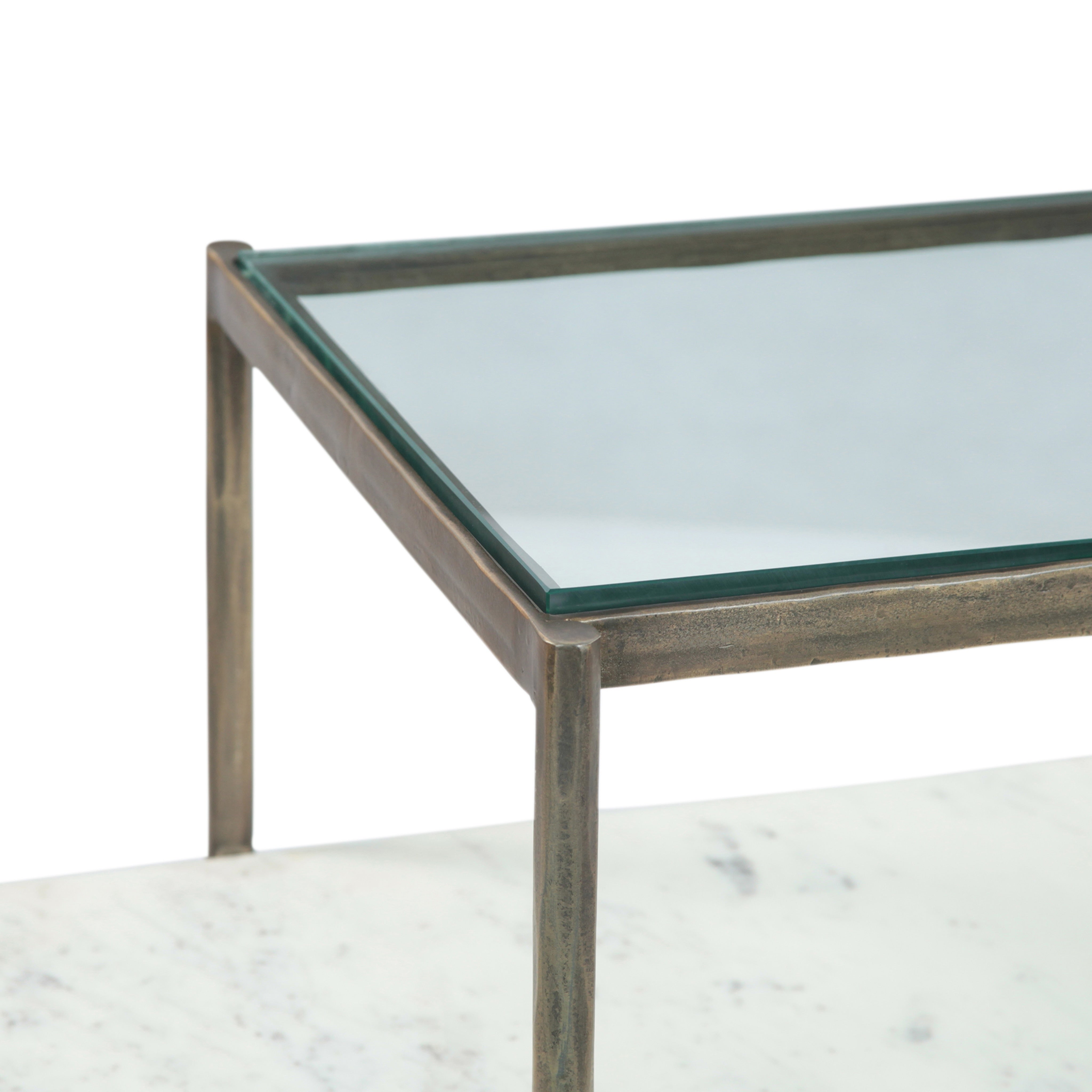28" Glass and Marble Coffee Table