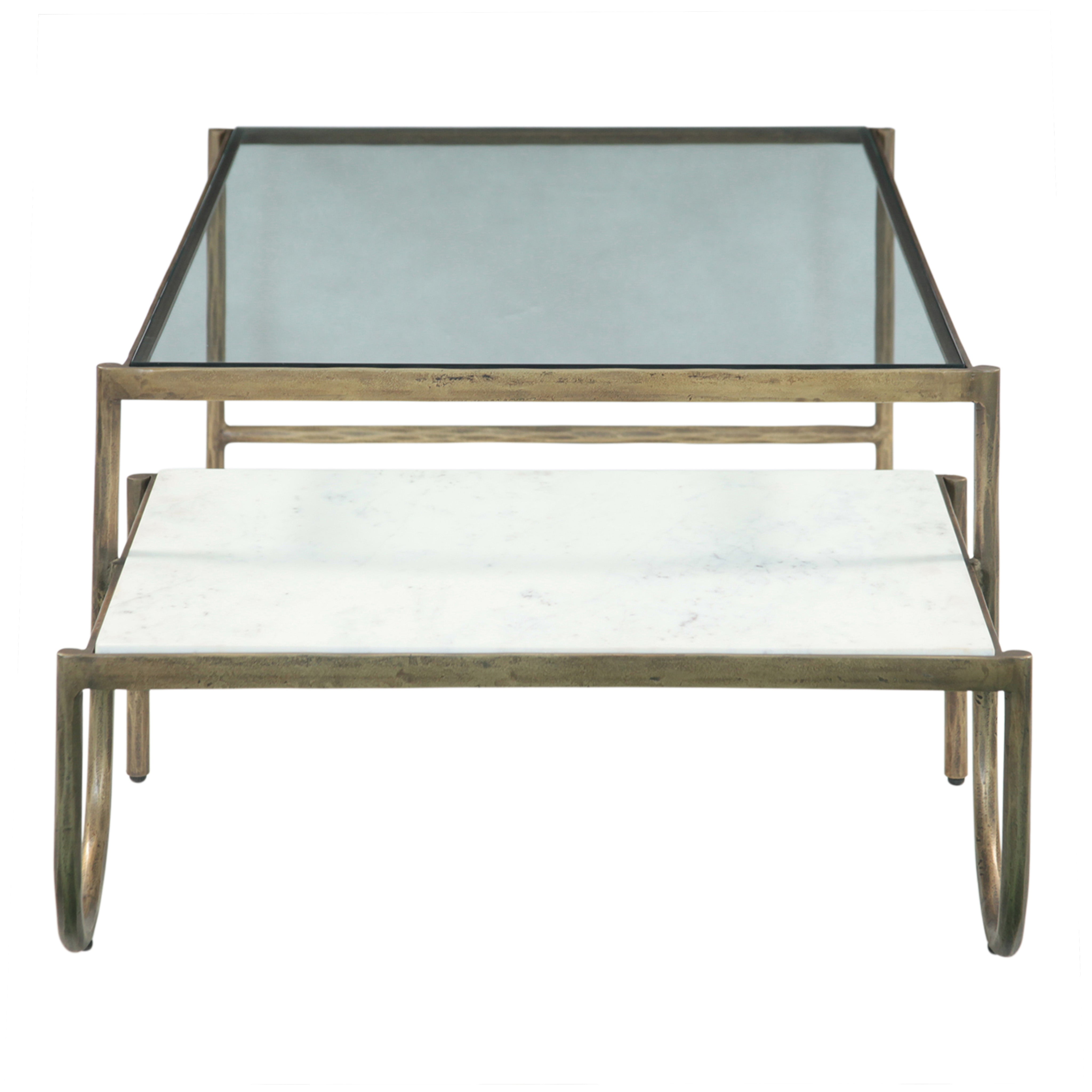 28" Glass and Marble Coffee Table