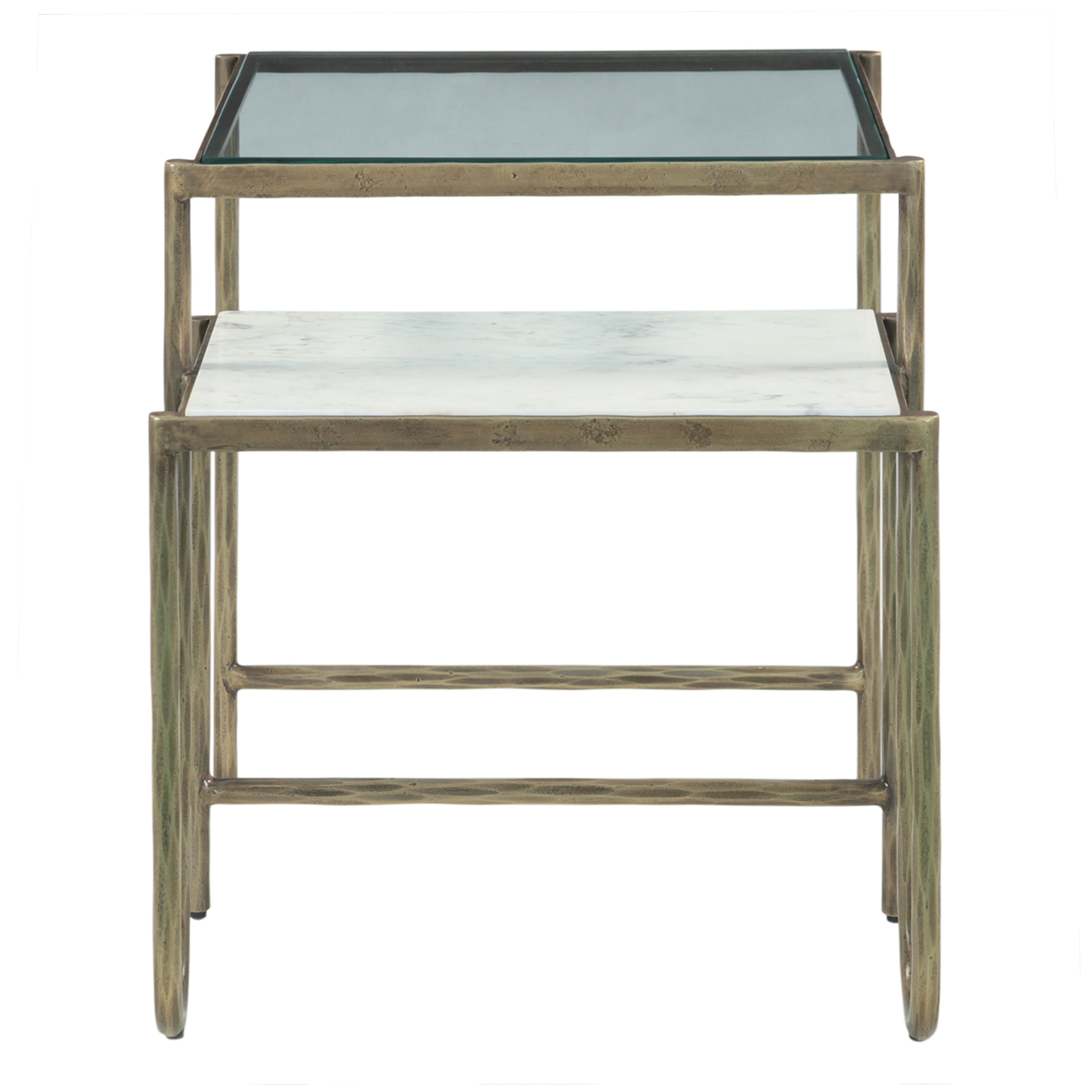 21.5" Glass and Marble Side Table