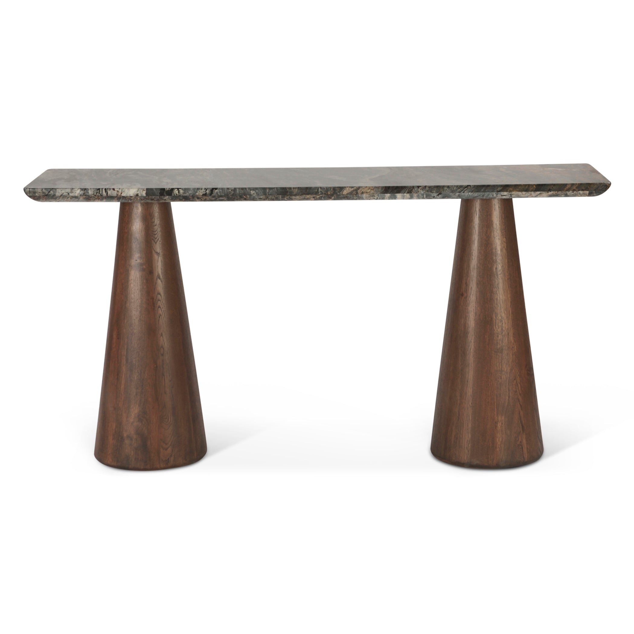 60" Lava Marble and Dark Mango Wood Console Table