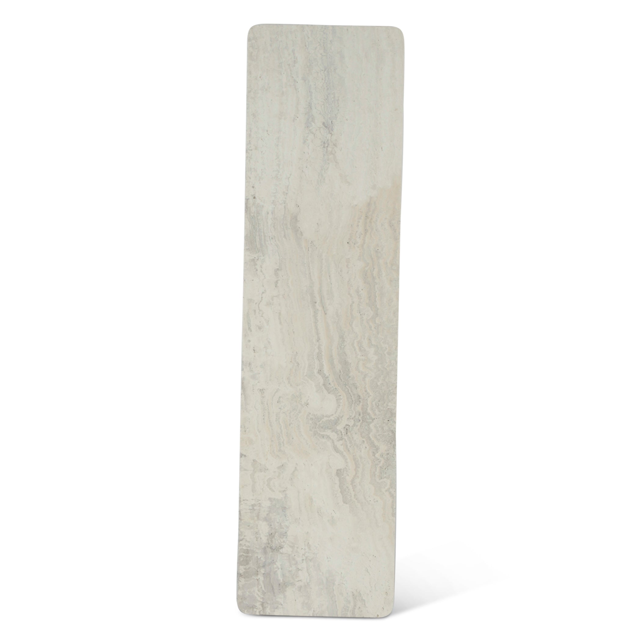 60" White Travertine and Light Mango Wood Console Table