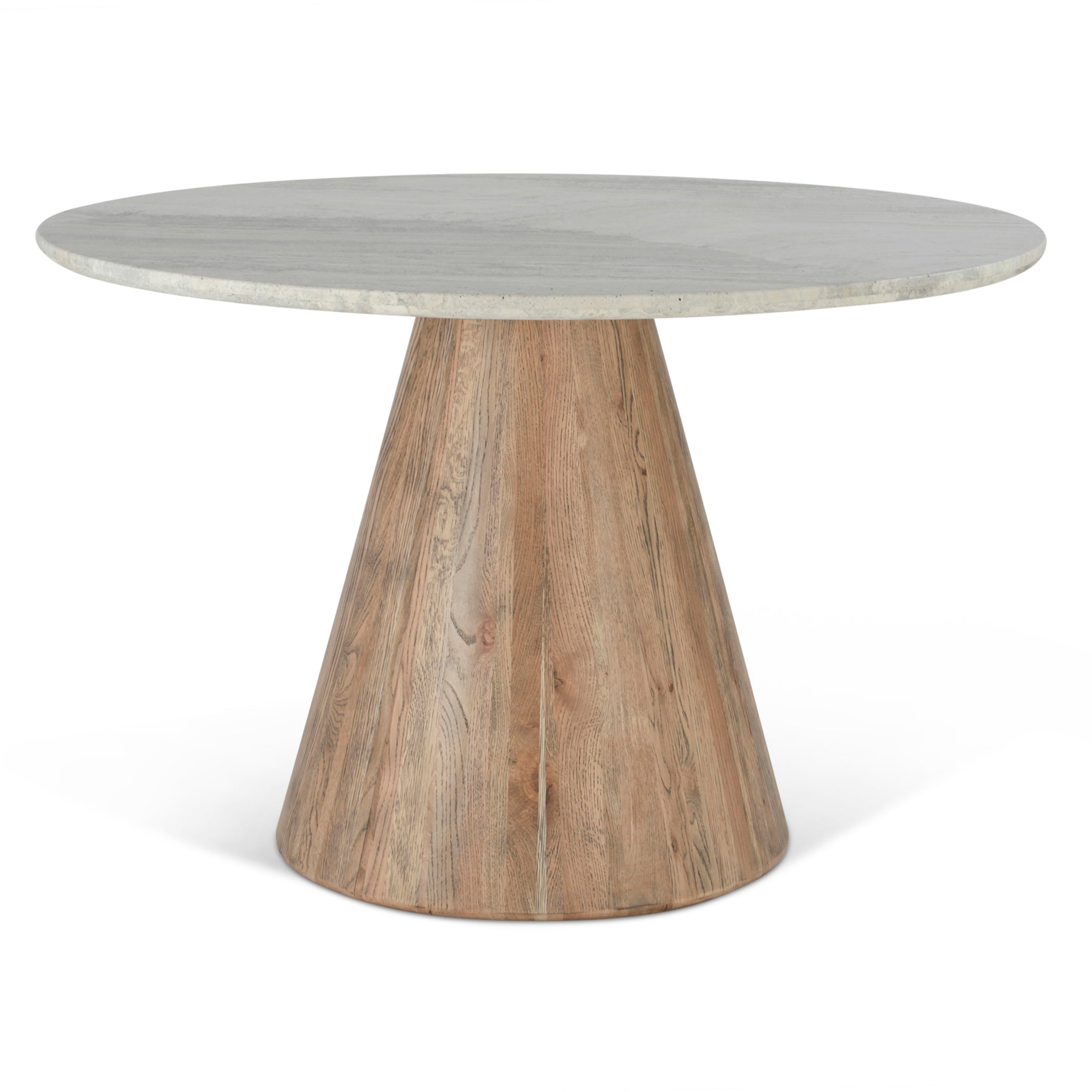 48" White Travertine Round Dining Table