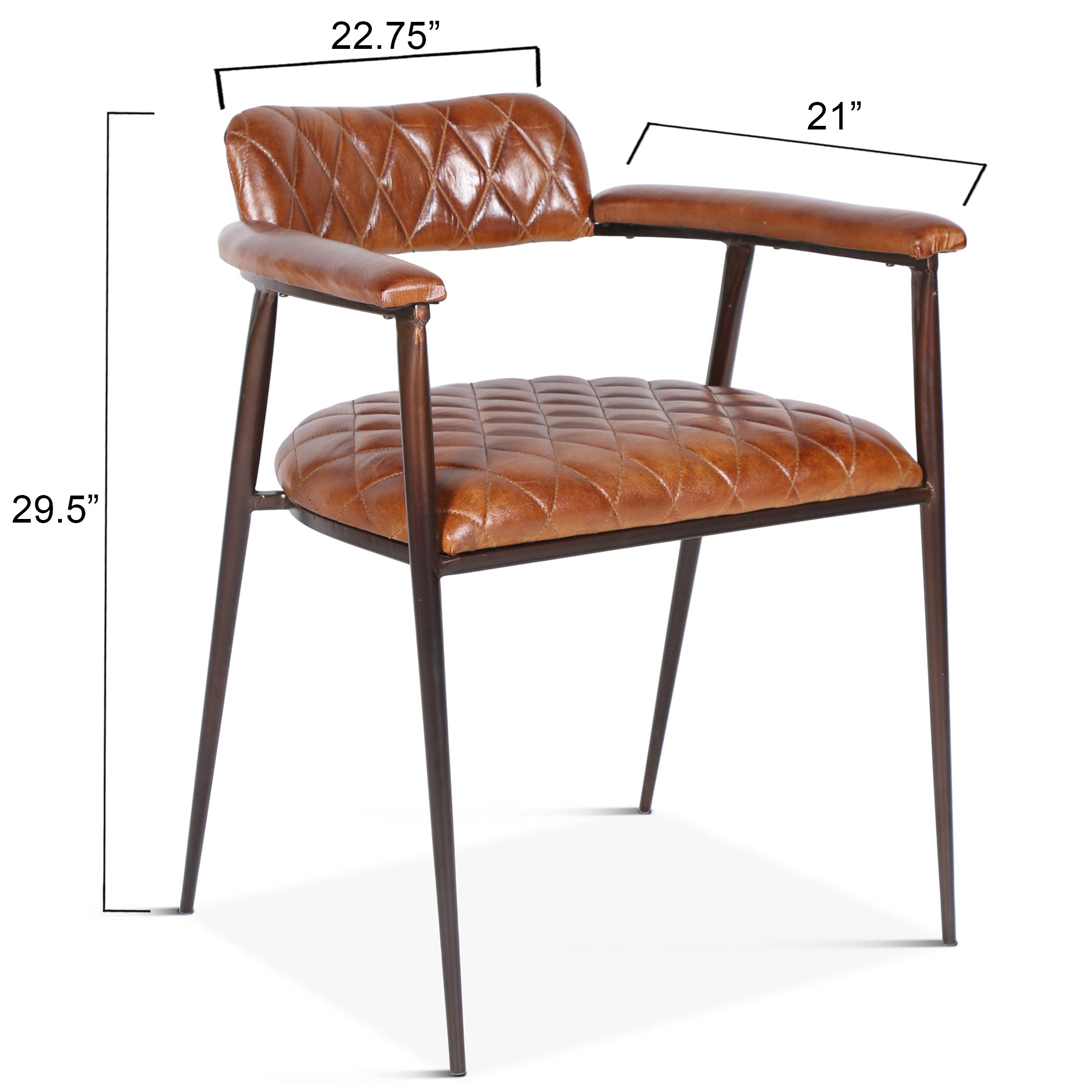 22" Antique Saddle Leather Dining Armchair