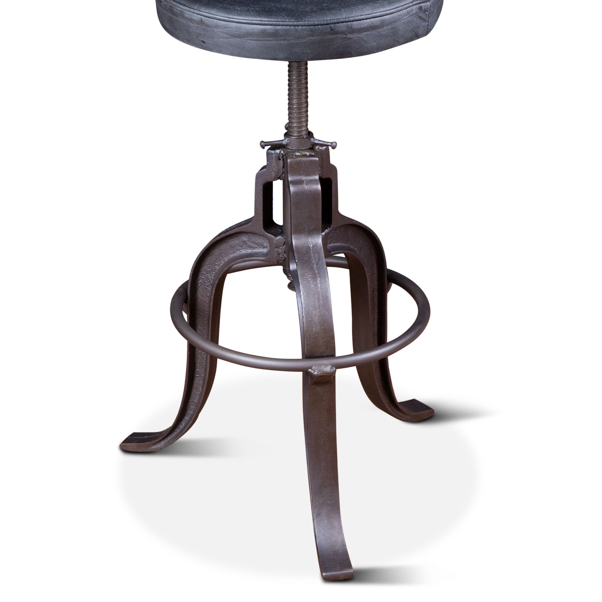 13" Black Leather Adjustable Stool