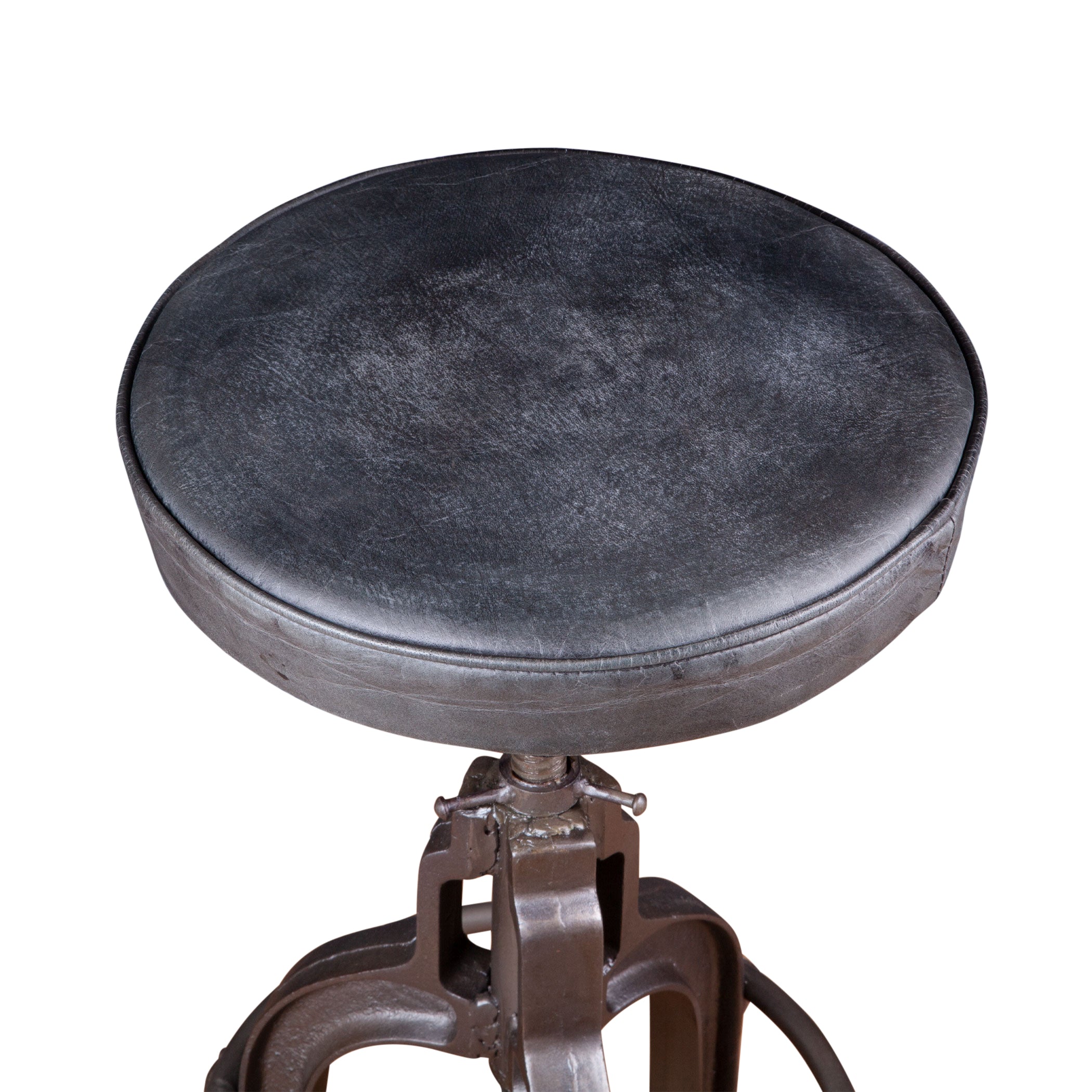 13" Black Leather Adjustable Stool