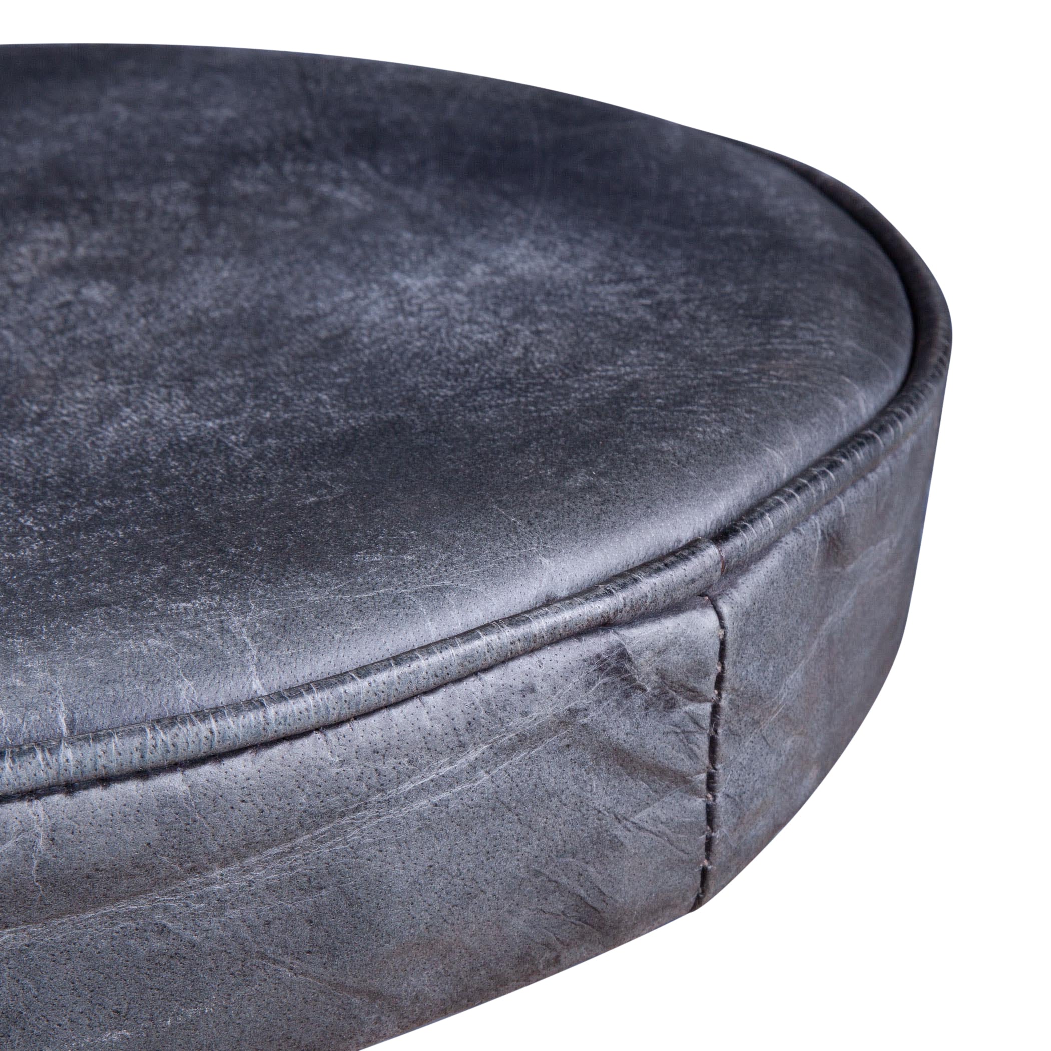 13" Black Leather Adjustable Stool