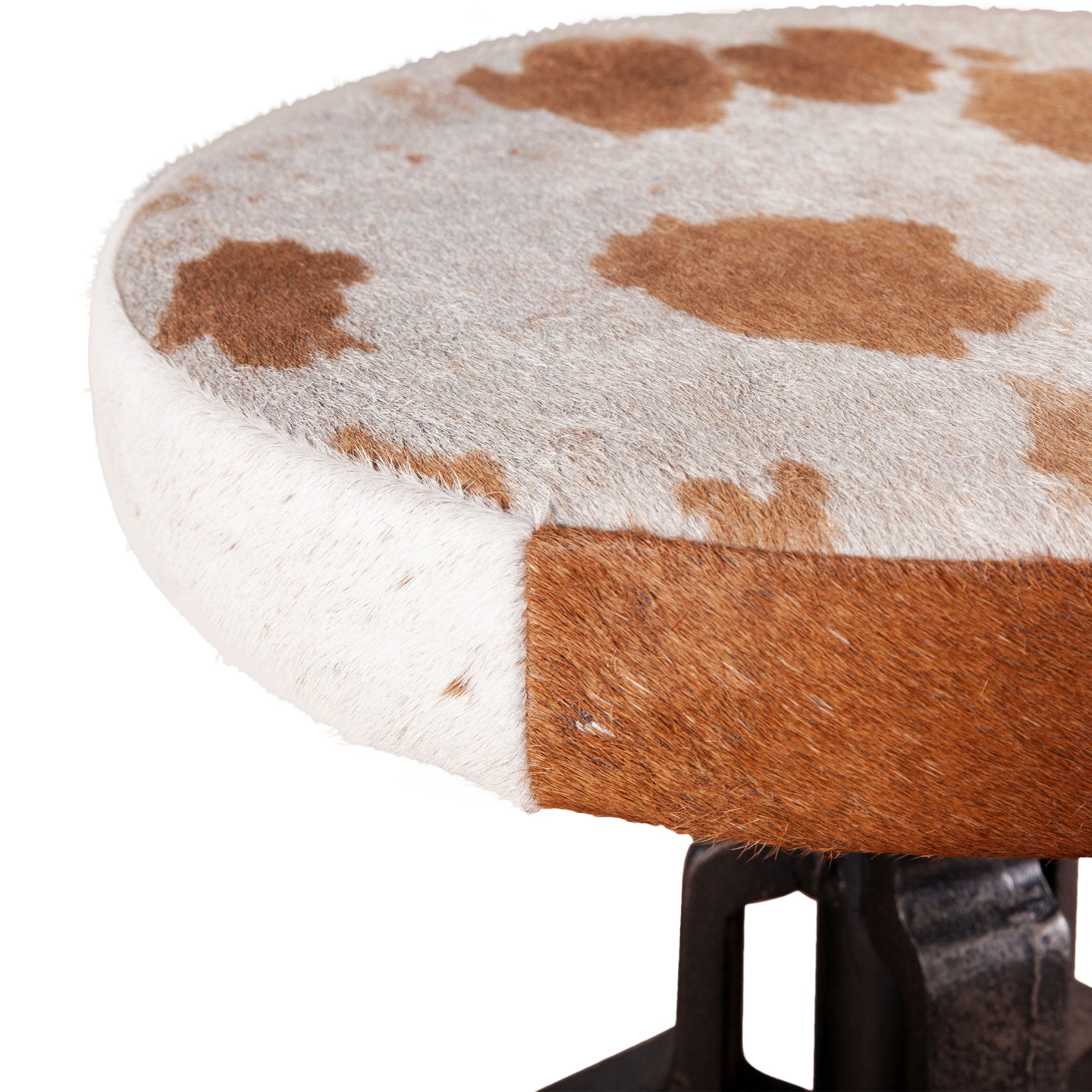 13" Brown Hair-on-Hide Adjustable Stool