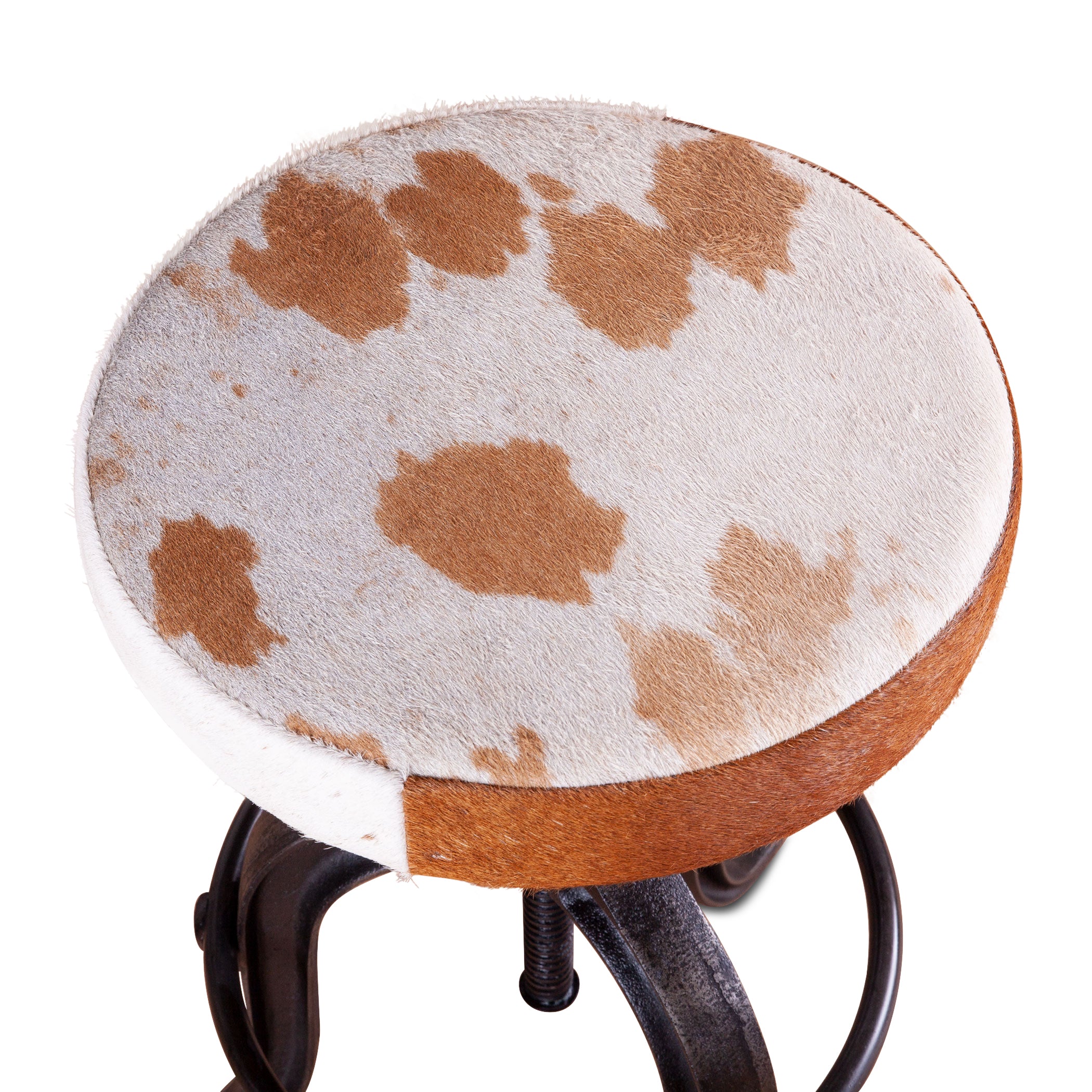 13" Brown Hair-on-Hide Adjustable Stool