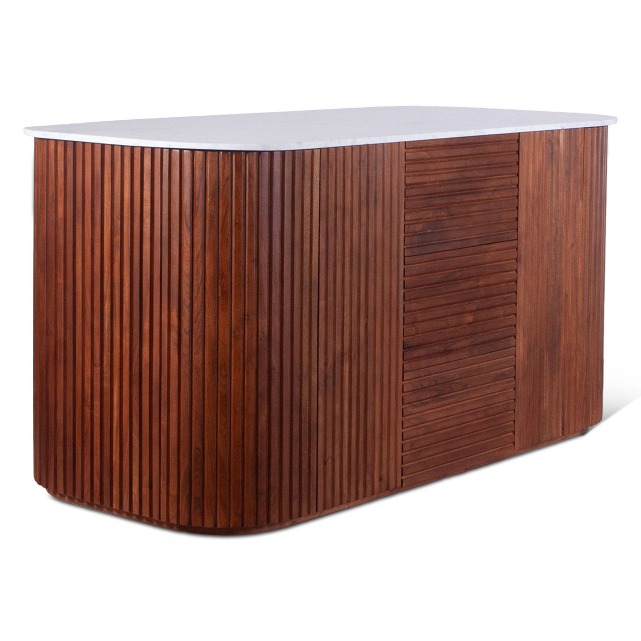 68.5" Walnut Brown Kitchen Island Table