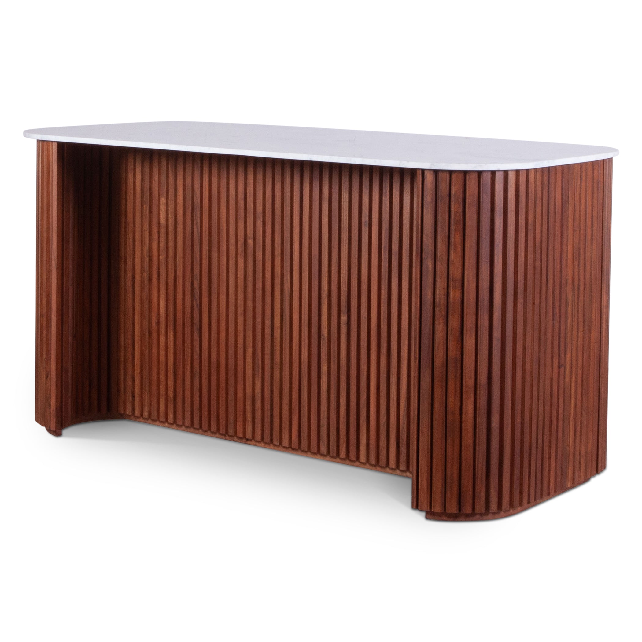68.5" Walnut Brown Kitchen Island Table